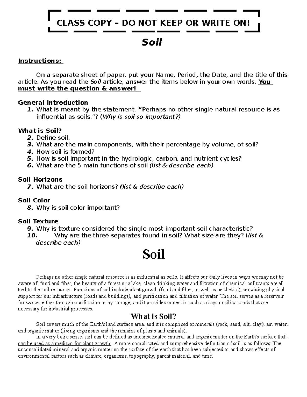 critical thinking questions on soil