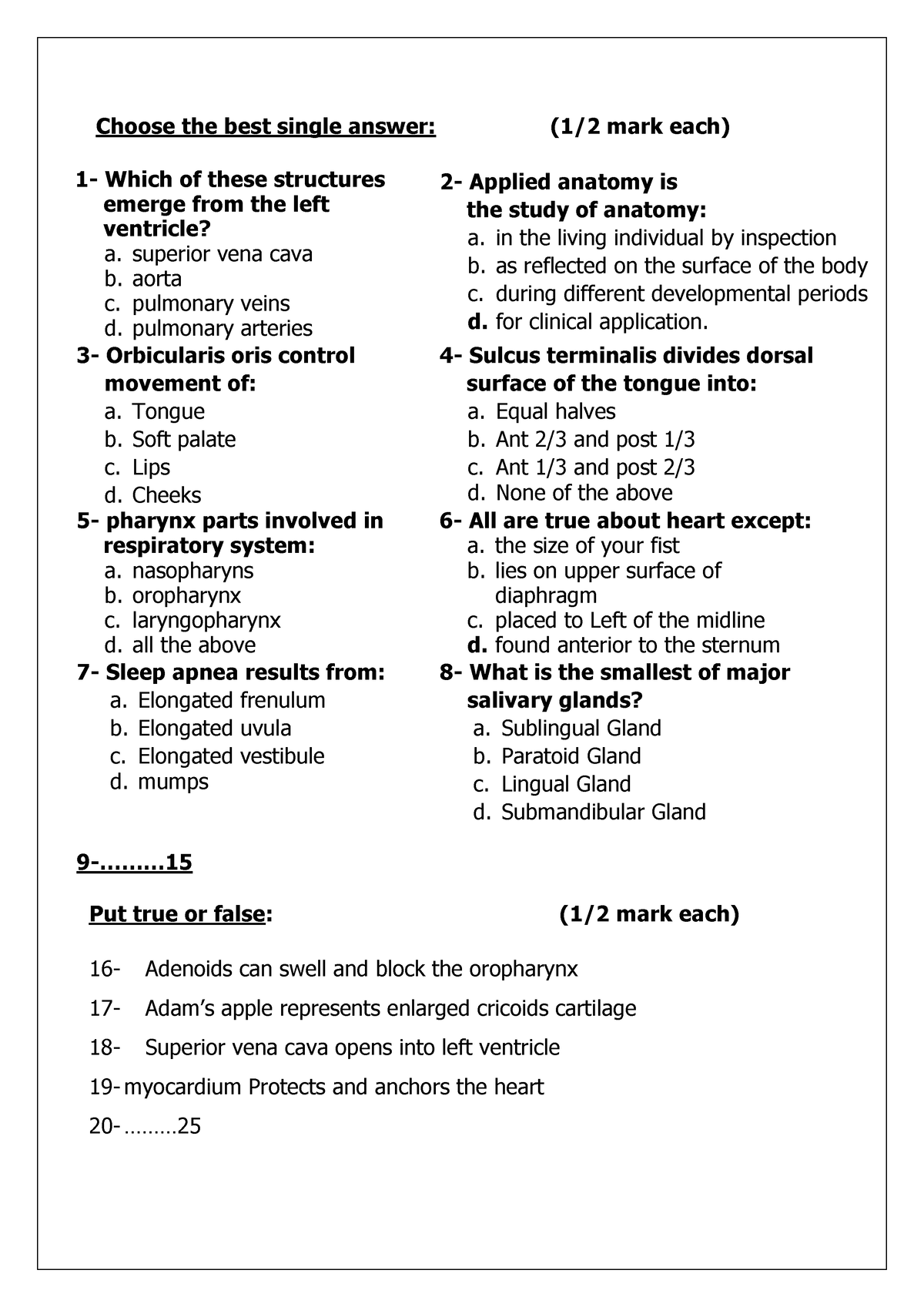 Head And Neck Anatomy For Dentistry - Choose The Best Single Answer: (1 ...