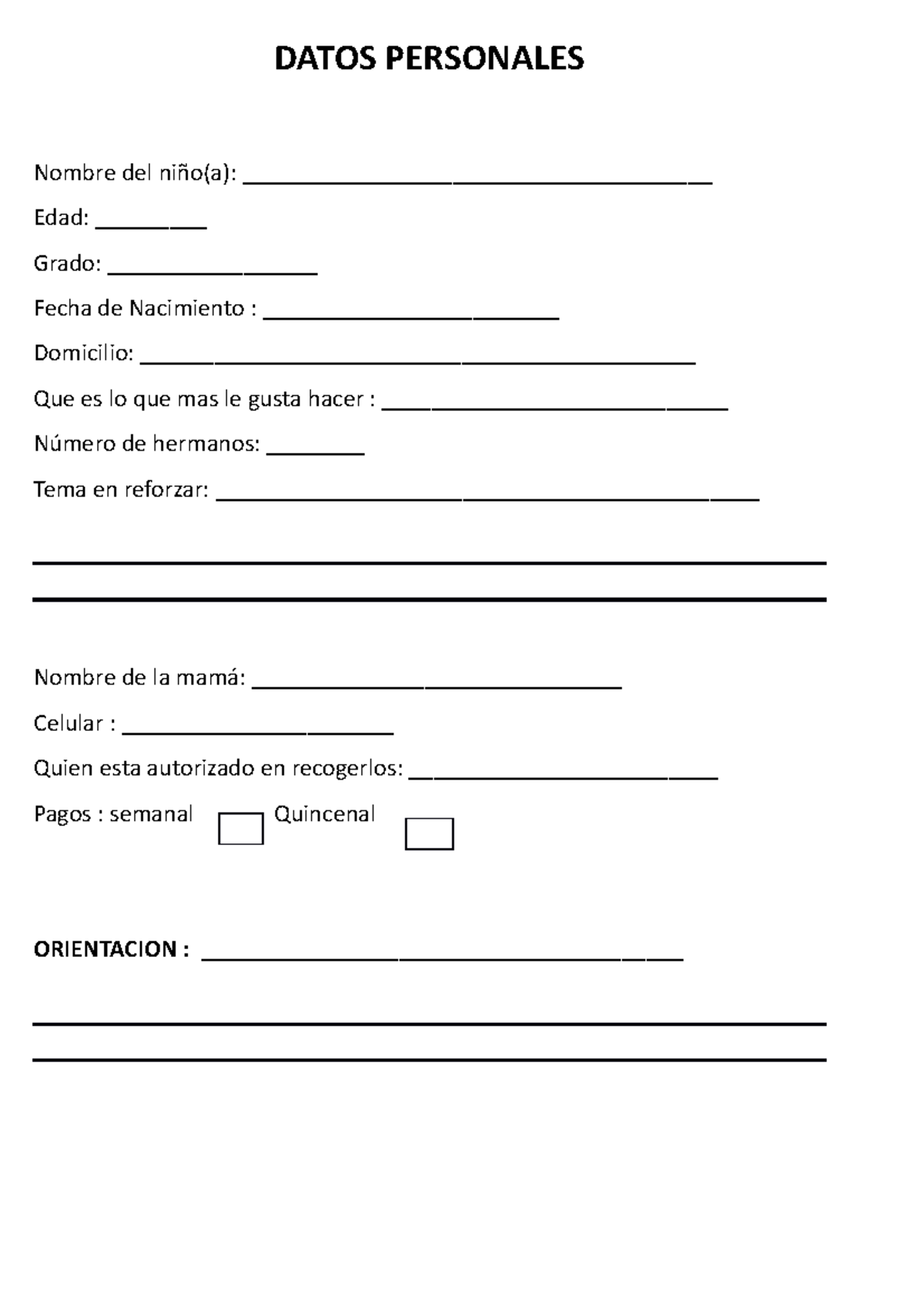 Datos Personales fichas de preparacion 2023 - DATOS PERSONALES Nombre ...