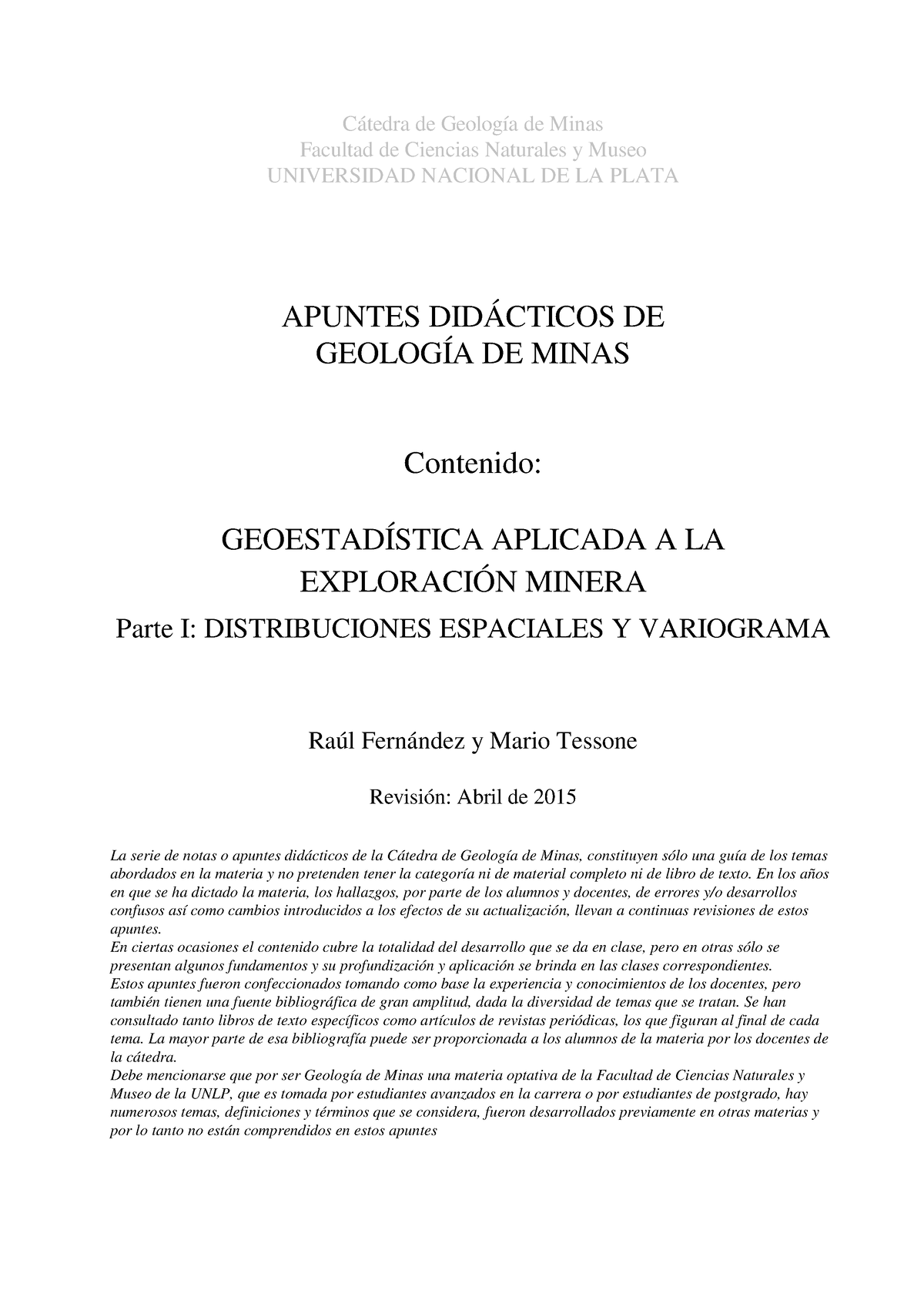 Geoestadistica-1 - Geoestadistica - Cátedra De Geología De Minas ...