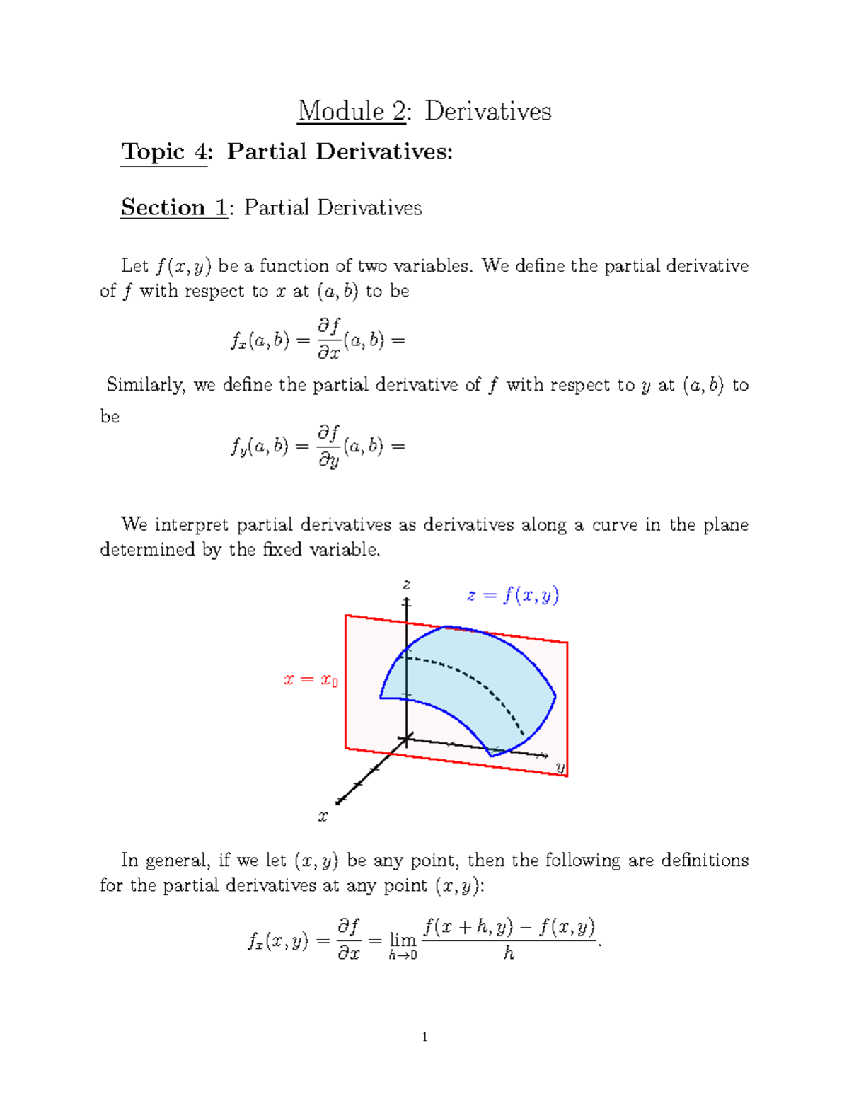 Test 2 calc 3 - notes - Module 2: Derivatives Topic 4: Partial ...