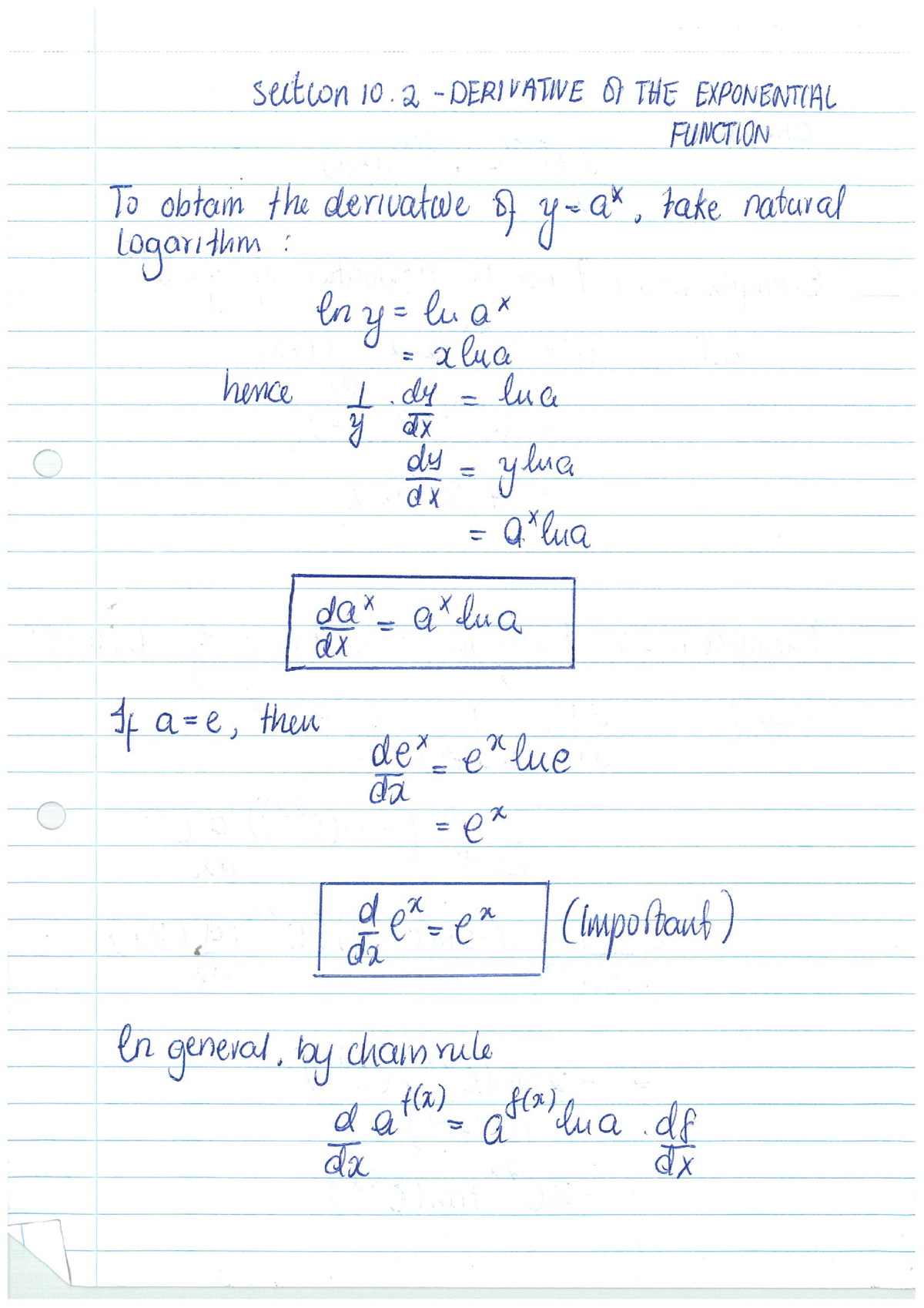 derivative-of-the-exponential-function-math1036-studocu