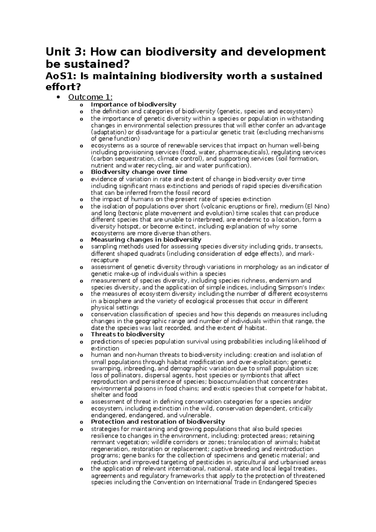 Environmental Science - Study Design - Unit 3: How Can Biodiversity And ...