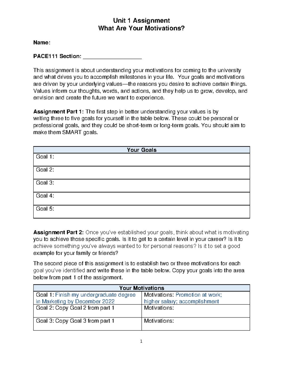 Unit 1 Assignment Template - Unit 1 Assignment What Are Your ...