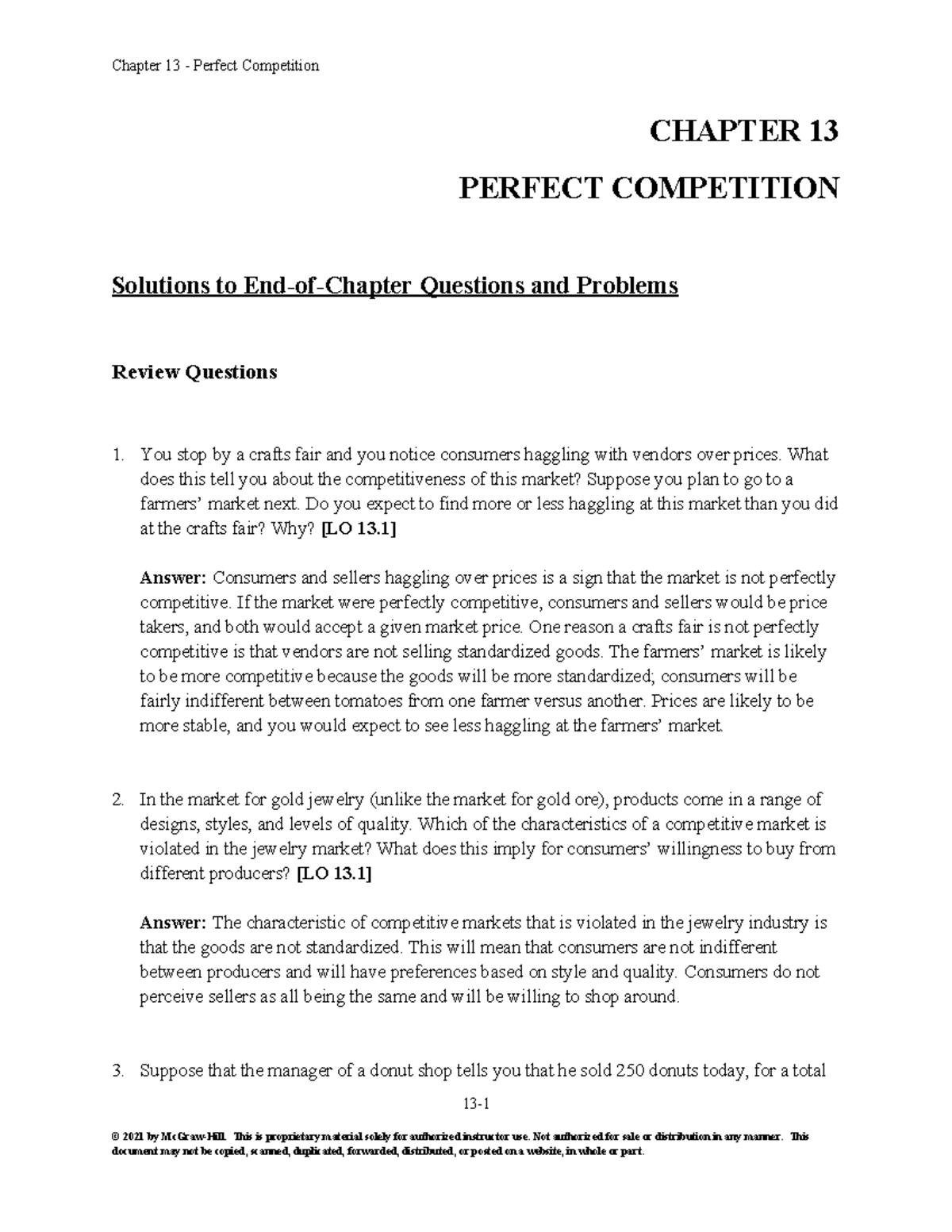 chapter 13 problems - CHAPTER 13 PERFECT COMPETITION Solutions to End ...