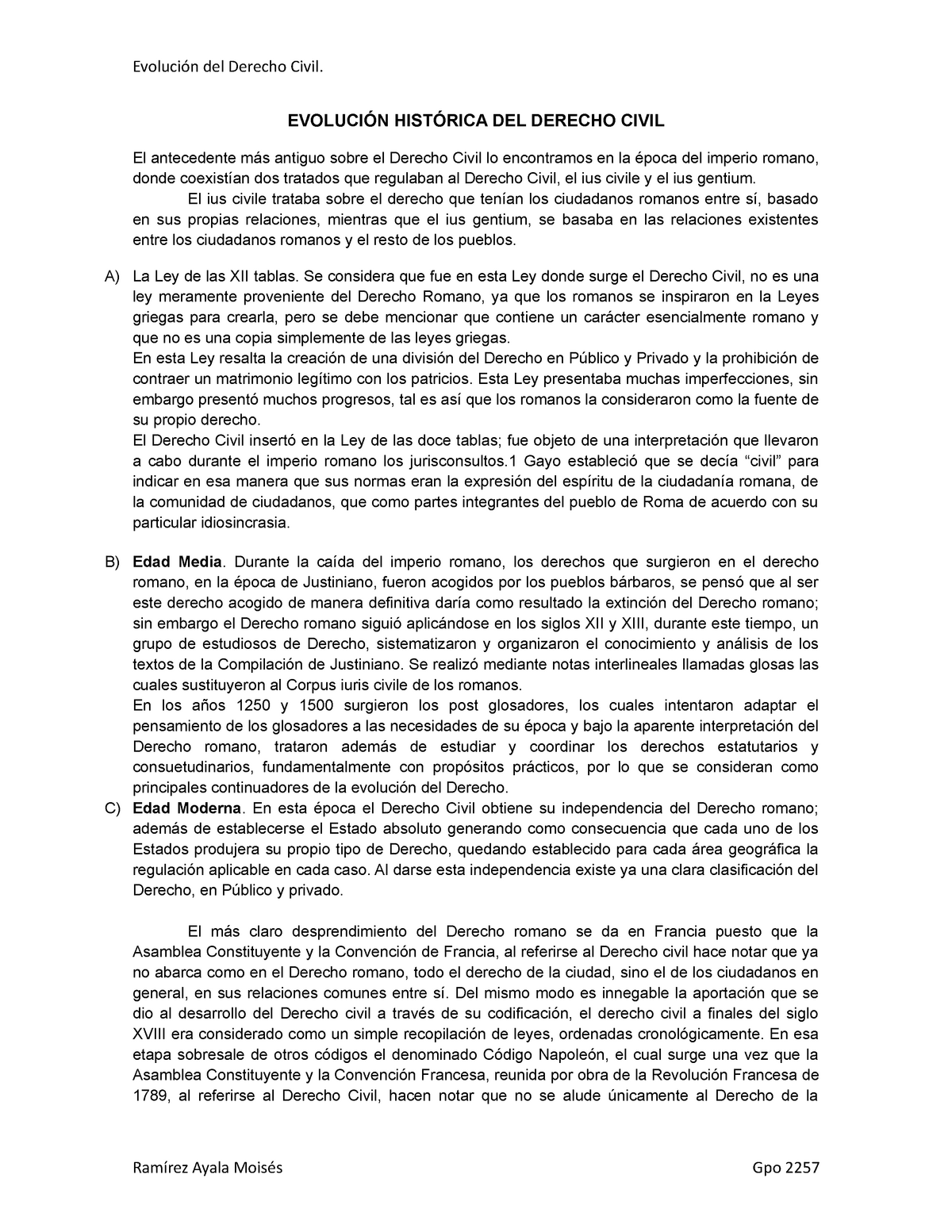 EvoluciÓn HistÓrica Del Derecho Civil Del Derecho Civil Del Derecho Civil El Antecedente 3966