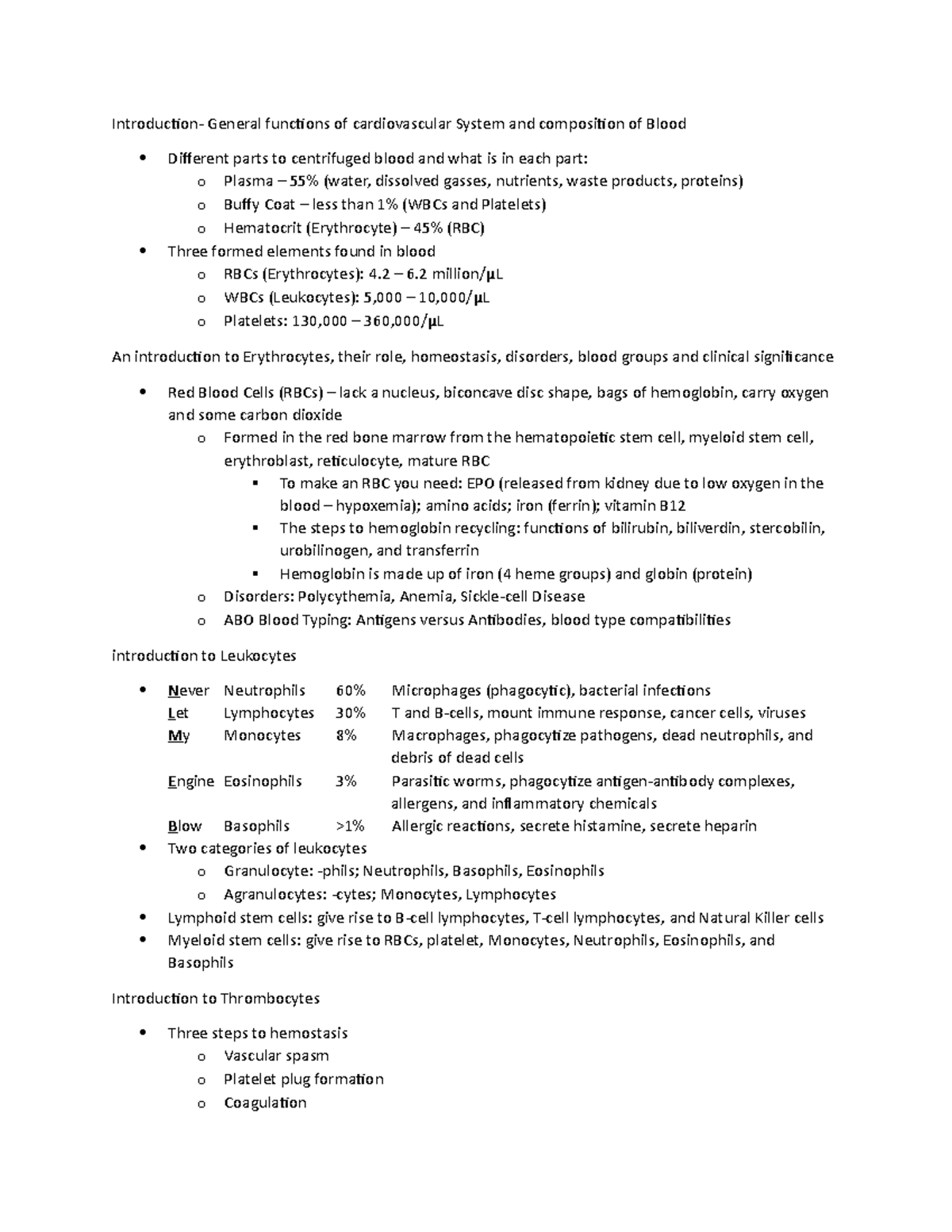 BIOS255 Exam 1 Review - Introduction- General Functions Of ...