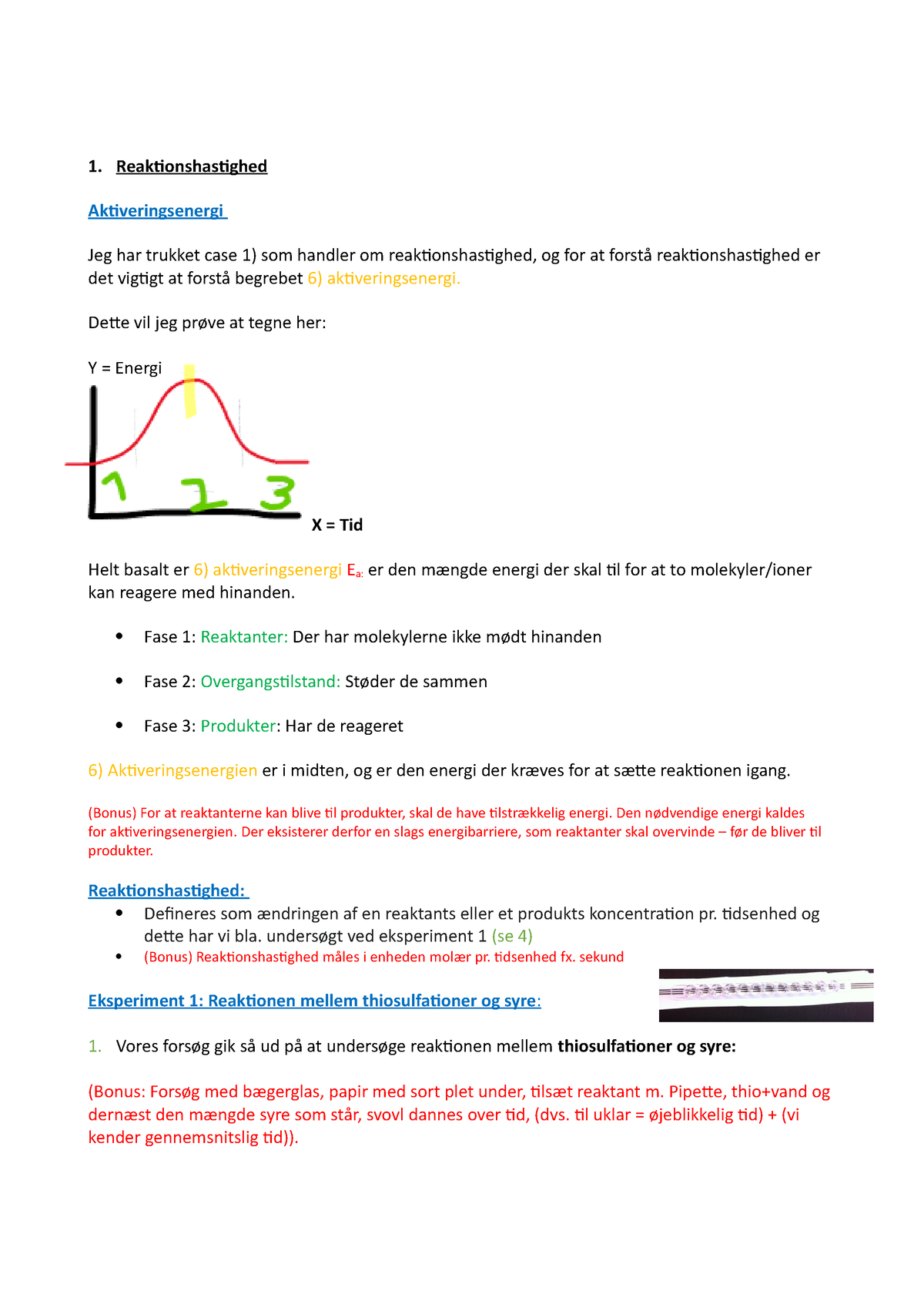 Opgave 1 - Kemi B - Reaktionshastighed Aktiveringsenergi Jeg Har ...