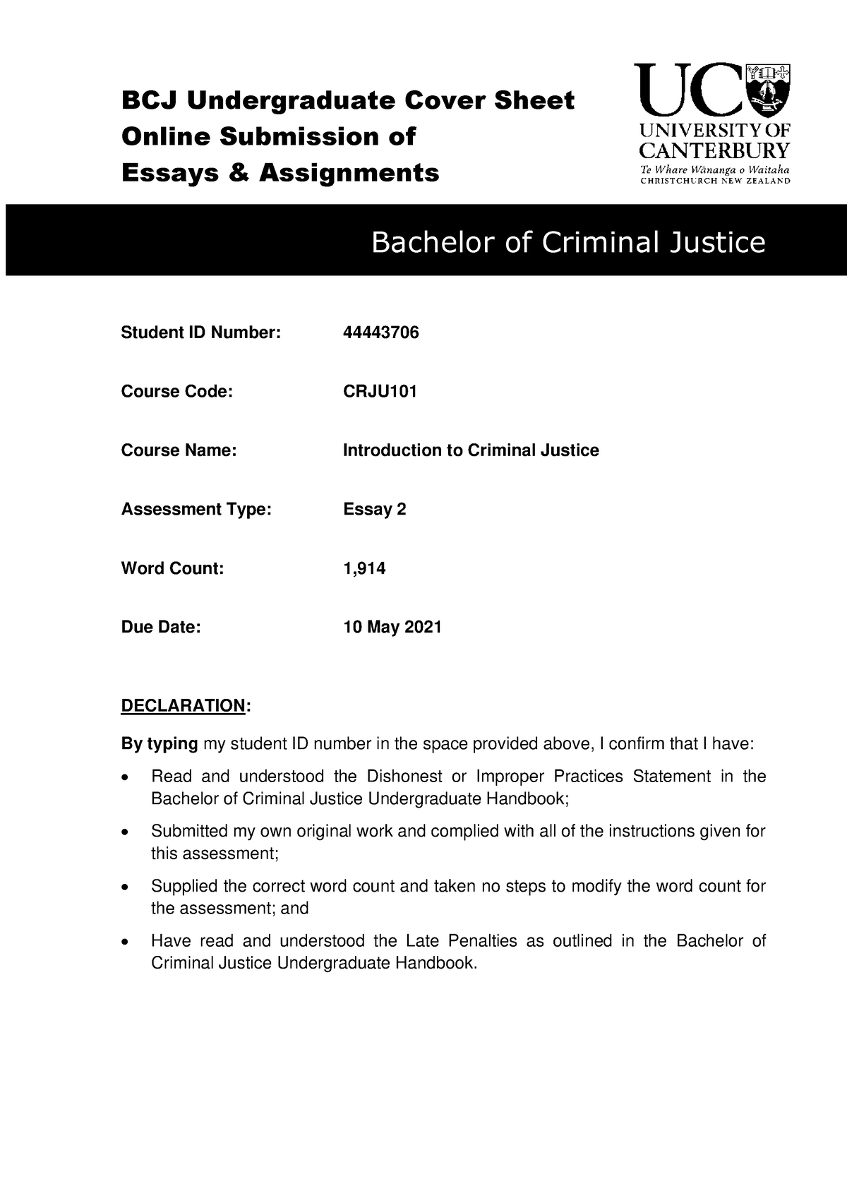 criminal justice essay titles