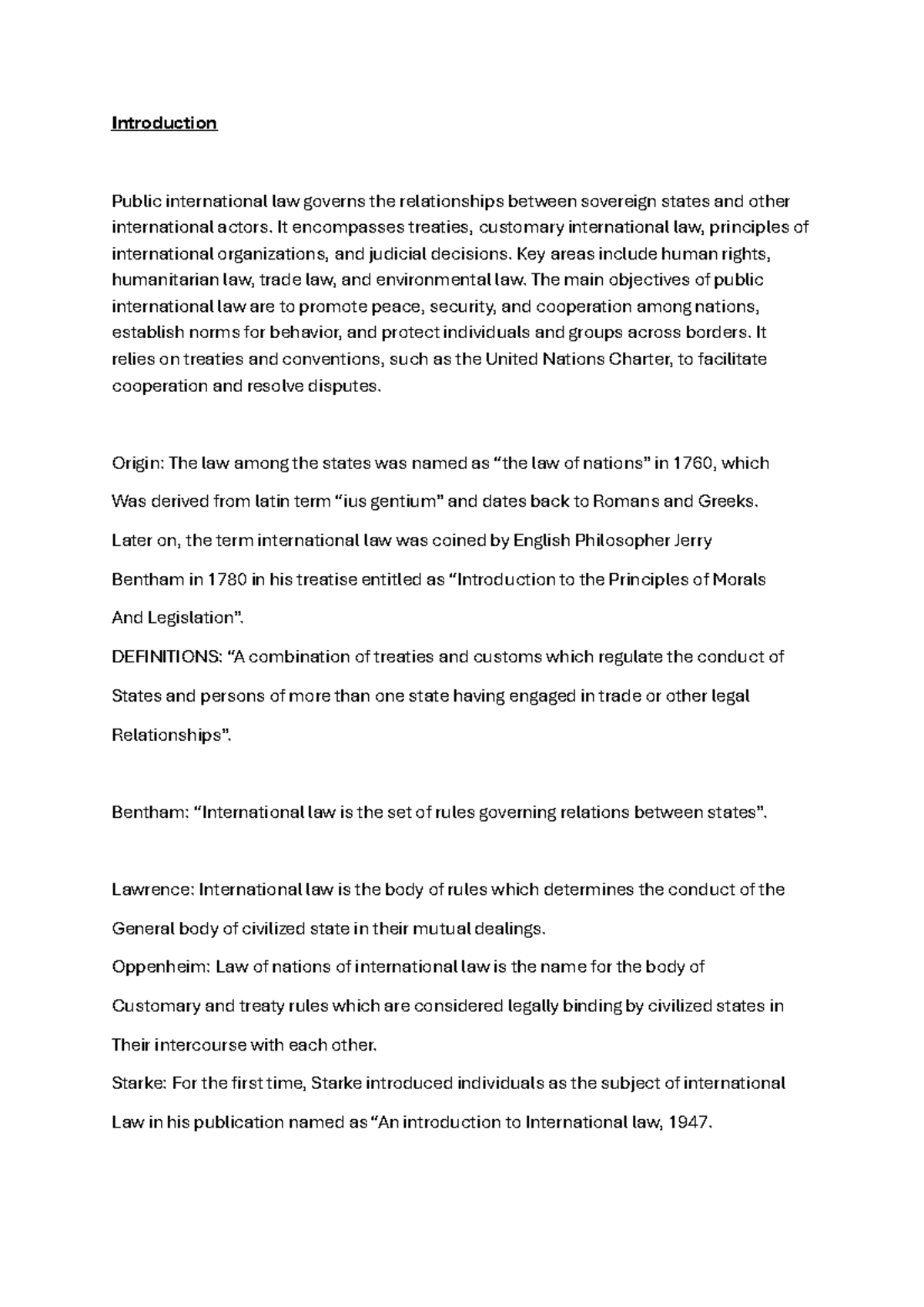 Public International law 1 - Introduction Public international law ...