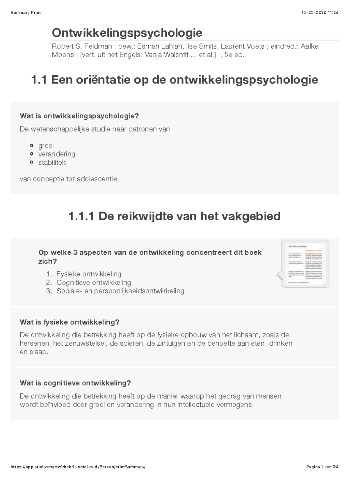 Flashcards Ontwikkelingspsychologie OU 2020 - Ontwikkelingspsychologie ...