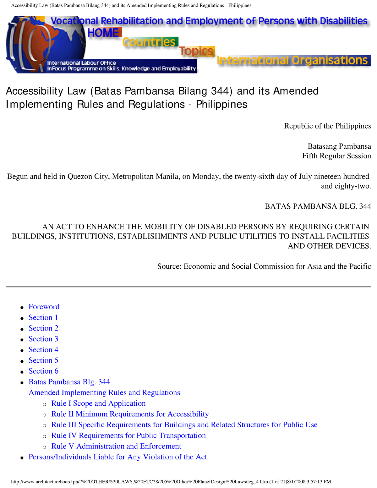 Bp344 Accessibility Law And Irr Accessibility Law Batas Pambansa Bilang 344 And Its Amended 5364