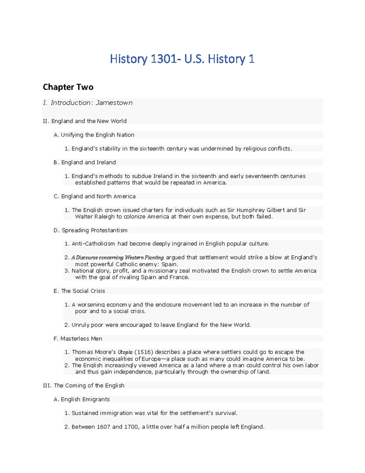History 1301 Ch 2. Outline Warning TT undefined function 32