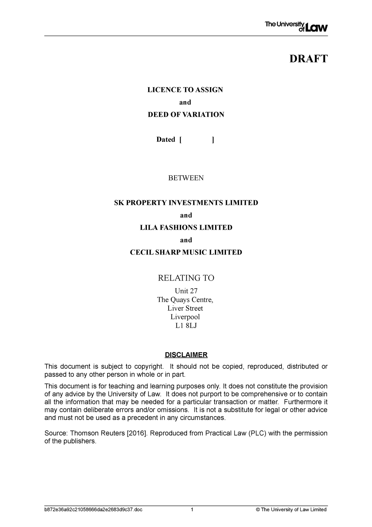 difference between licence to assign and deed of assignment