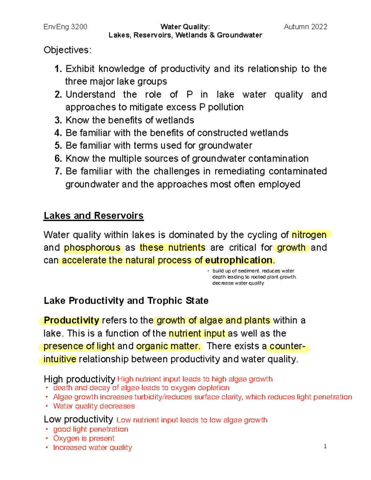 Water Quality Lakes Reservoirs Wetlands Groundwater Lakes