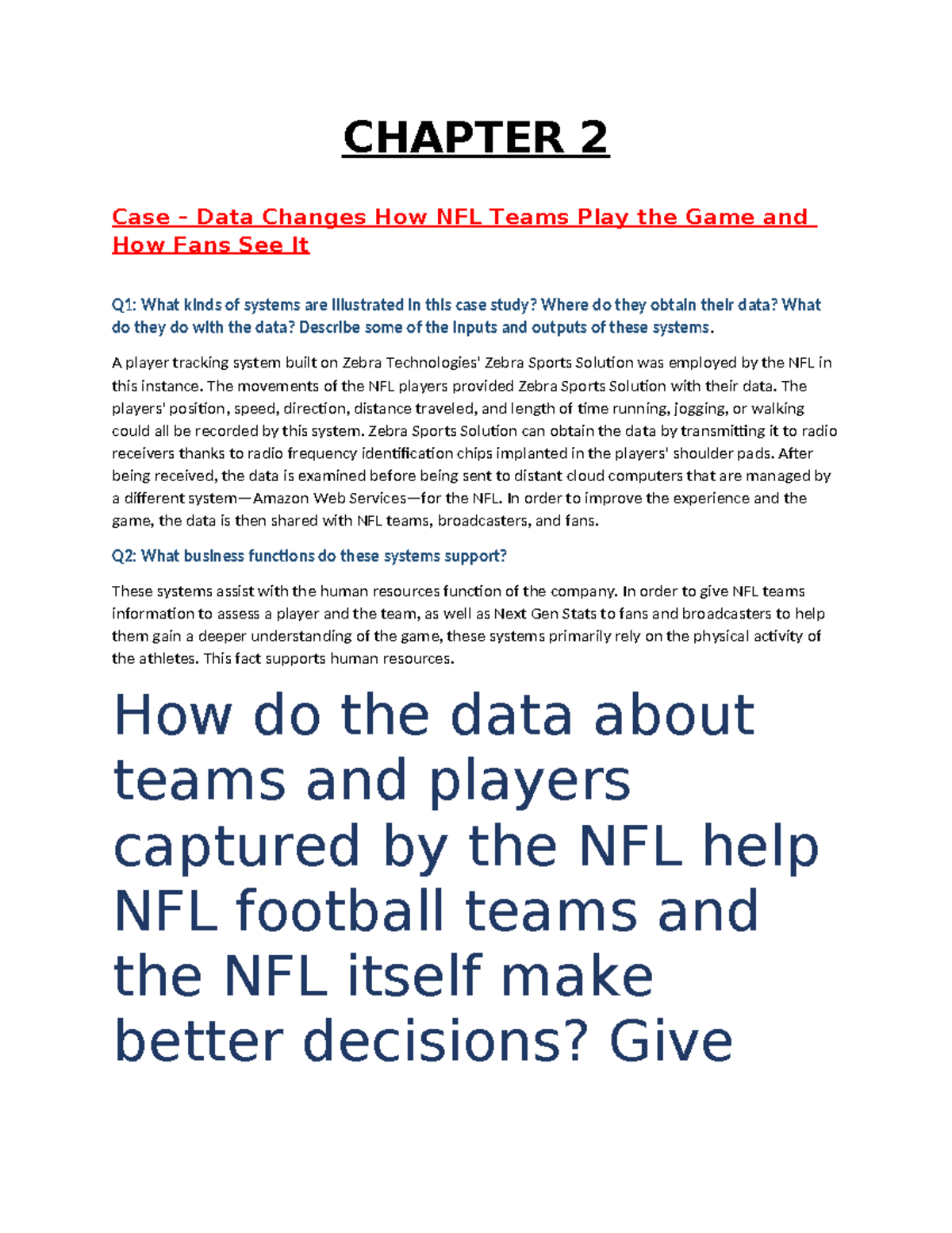 Case-MIS - N/A - CHAPTER 2 Case – Data Changes How NFL Teams Play the ...