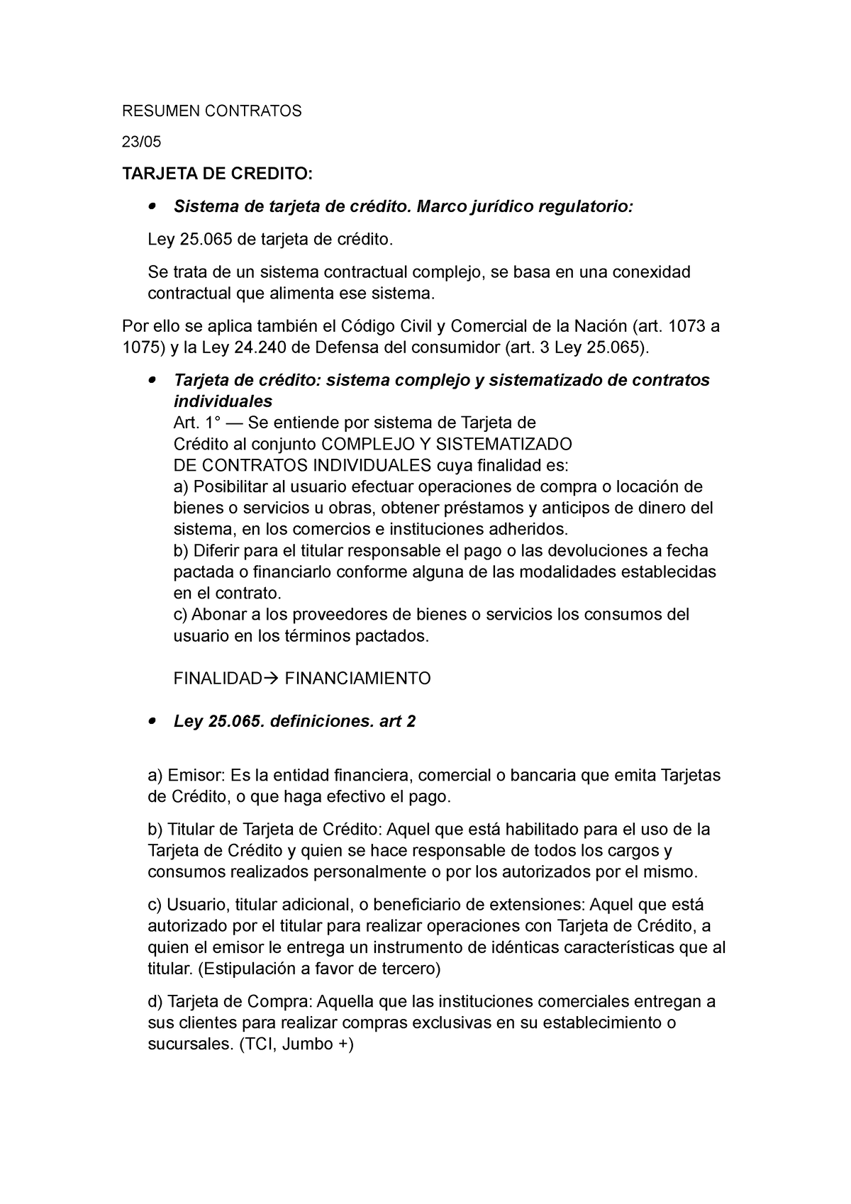 Resumen Contratos - Contratos Civiles Y Comerciales - UBA - Studocu