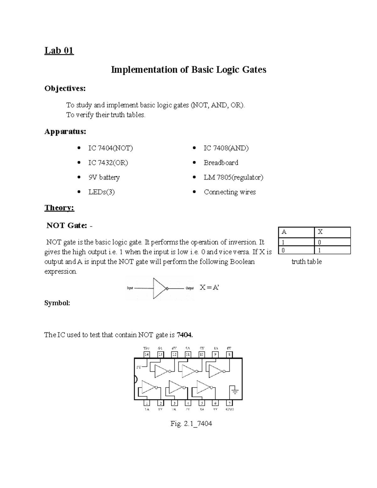 Lab1manual lab 1 Lab 01 Implementation of Basic Logic Gates