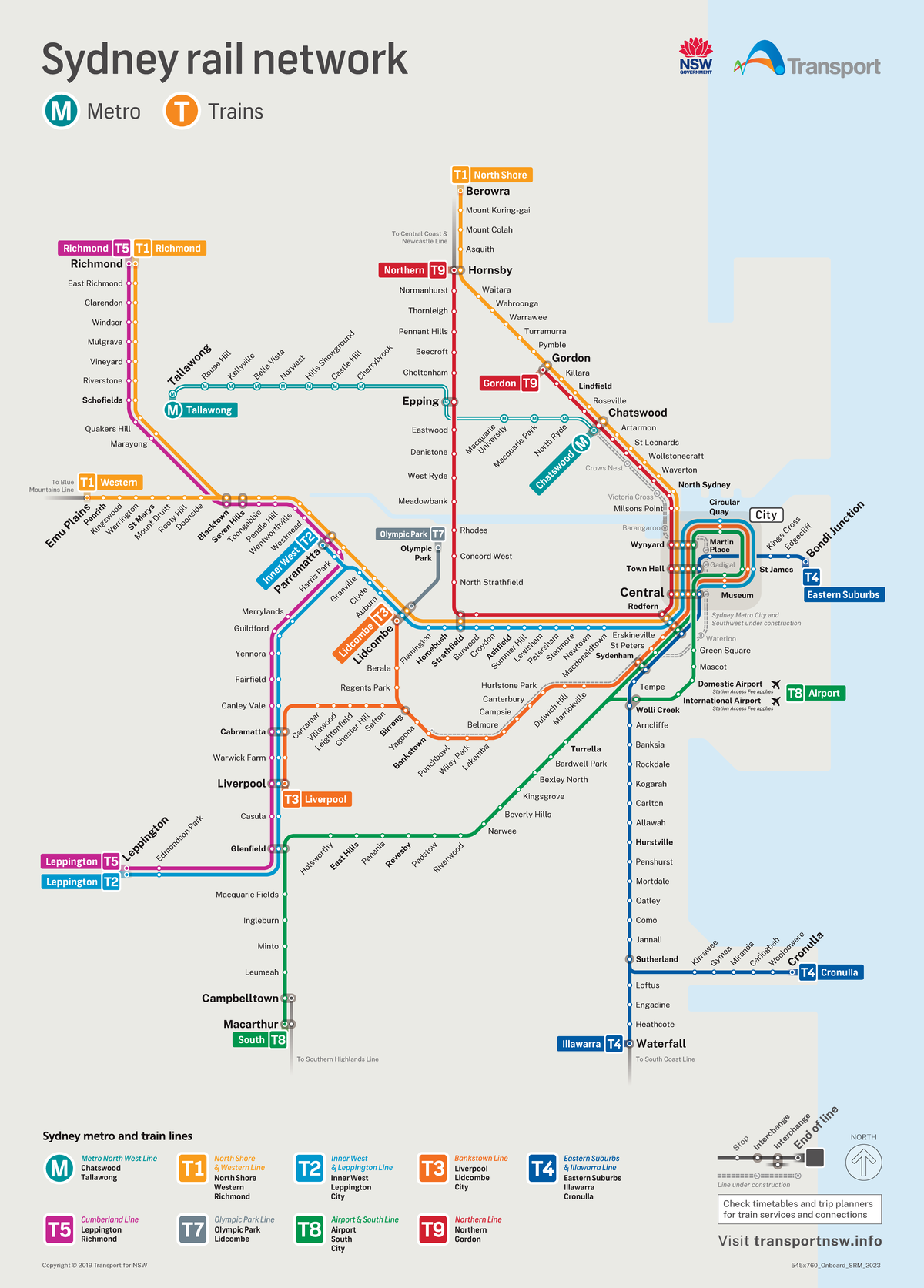 Sydney trains network map - Airport South City Airport & South Line T8 ...