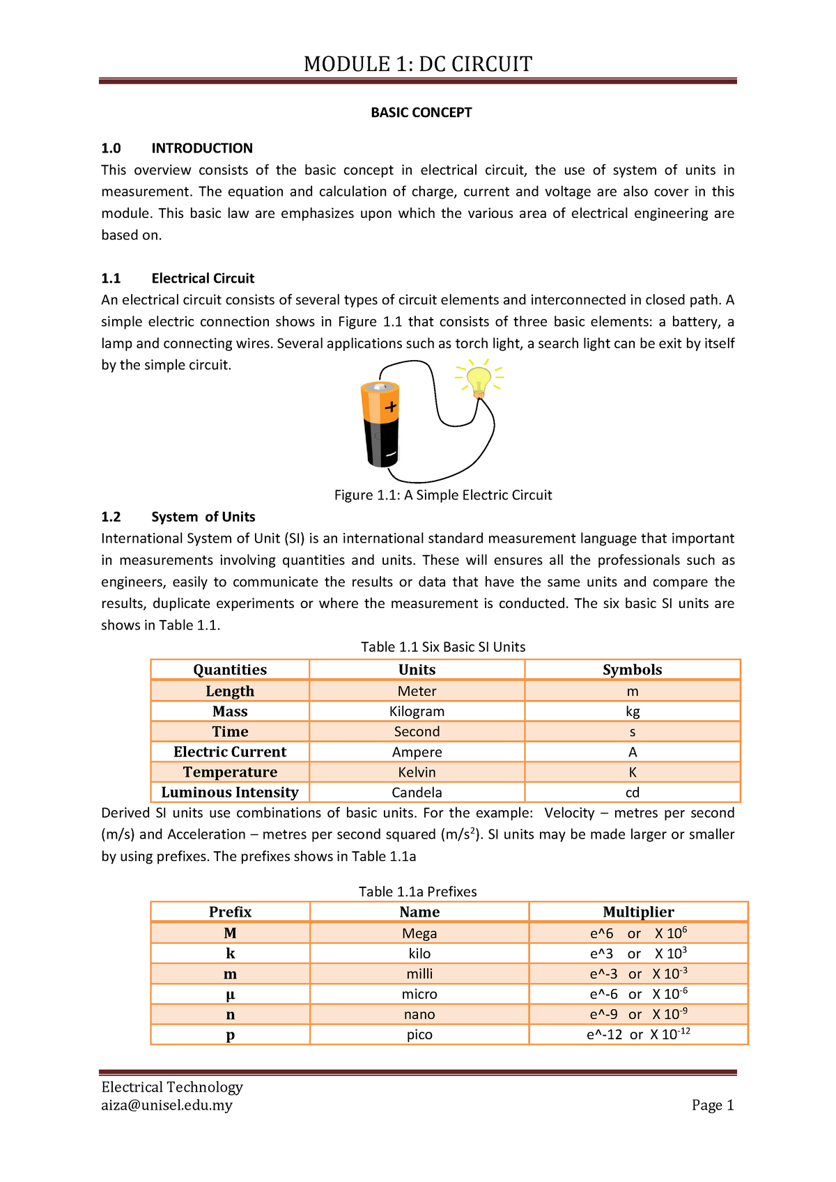 Module 1a Update 1 - Lecture Notes Electrical - MODULE 1: DC CIRCUIT ...