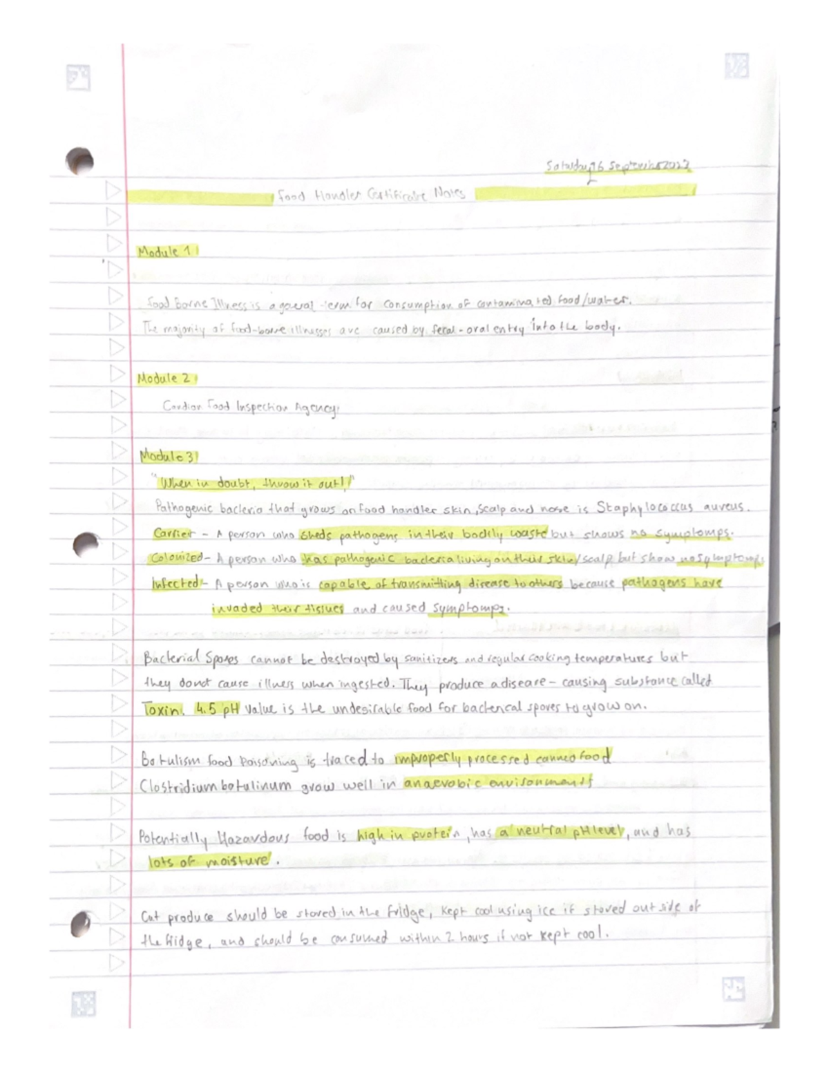 HFA4U Food Handler Certificate notes Studocu