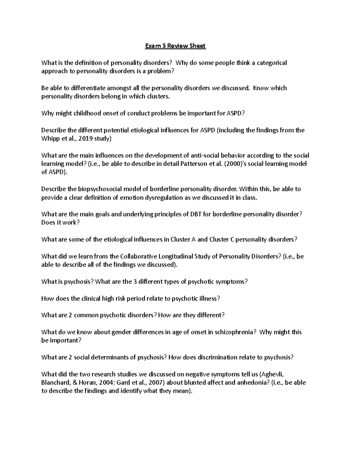 Exam 3 Review Sheet - Exam 3 Review Sheet What is the definition of ...