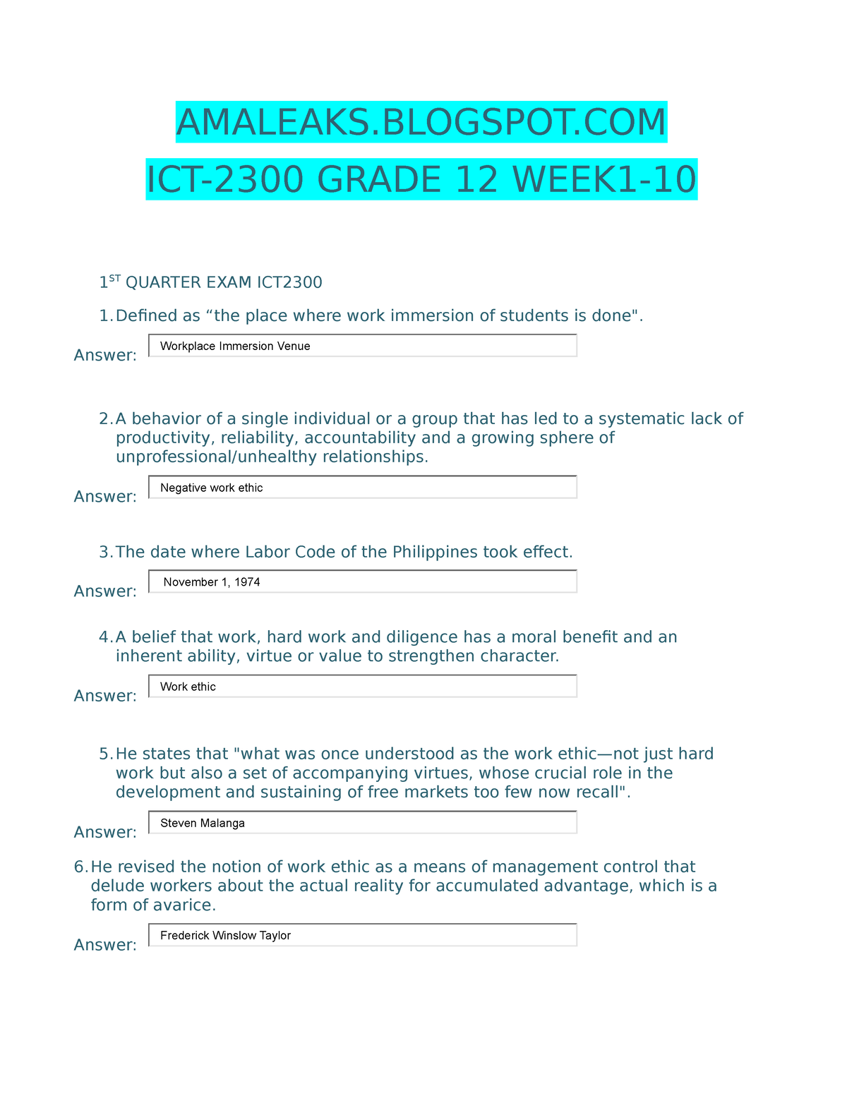 [ Amaleaks. Blogspot.COM] ICT-2300 Week 1-10 Grade 12 - AMALEAKS ...