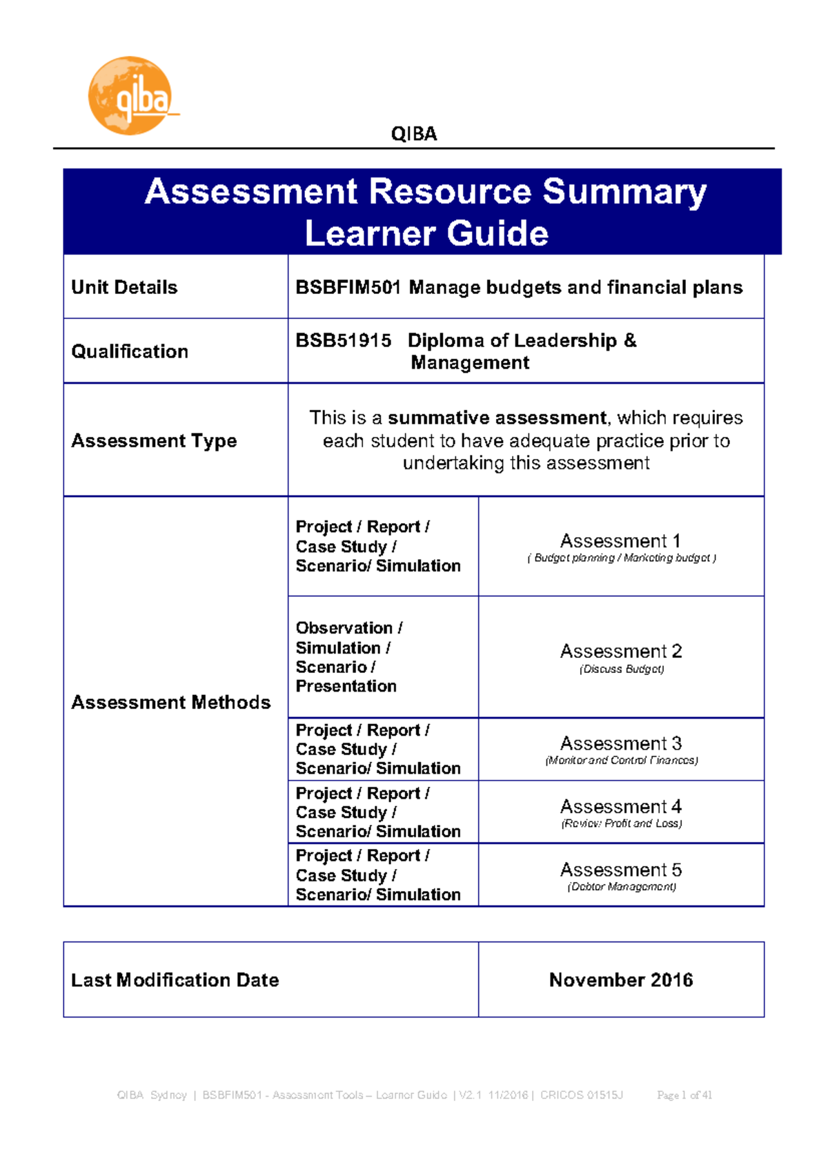 Bsbfim 501 – Manage Budgets And Financial Plans - Learner V2.1 ...