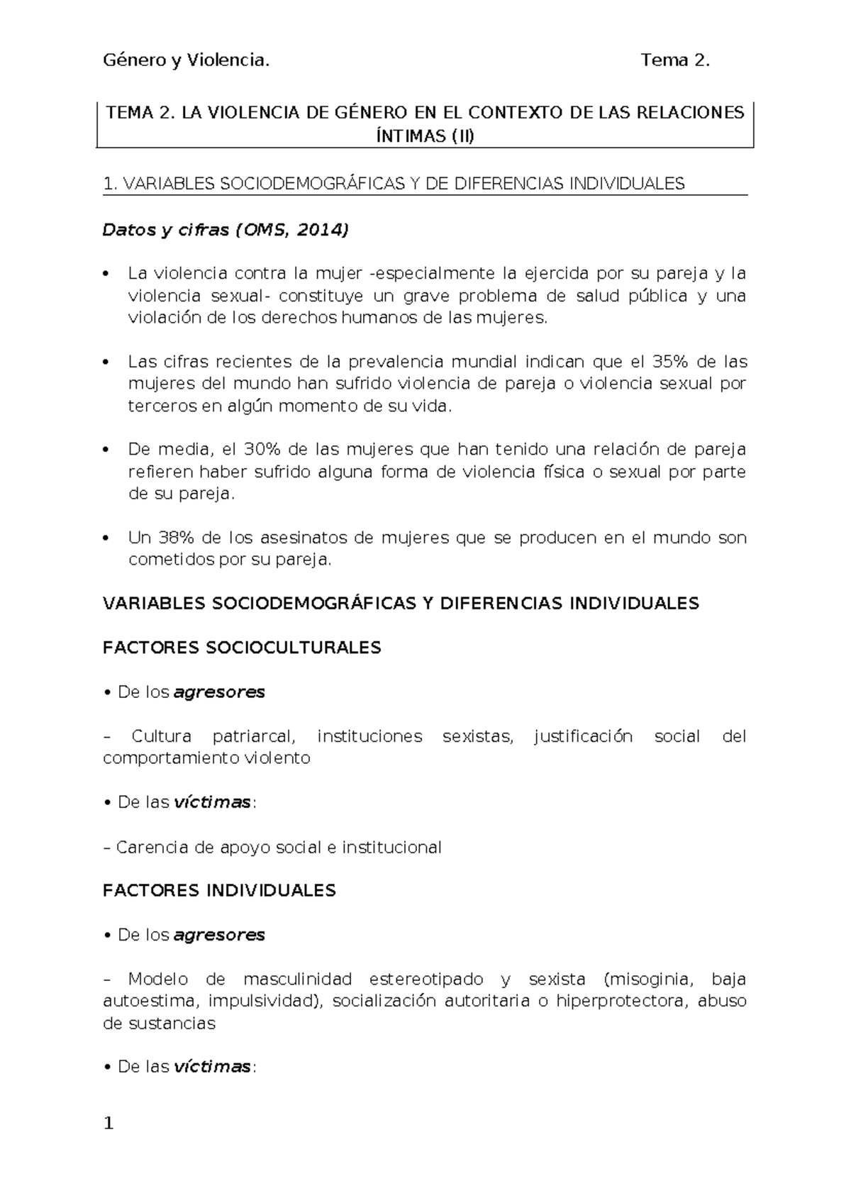 Tema 2 gyv - Apuntes de género y violencia de la profesora Marta ...