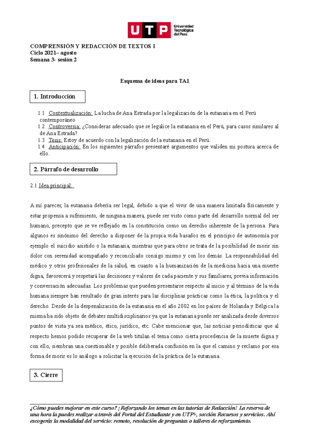 S03.s2 - Esquema Para TA1 - COMPRENSIÓN Y REDACCIÓN DE TEXTOS I Ciclo ...