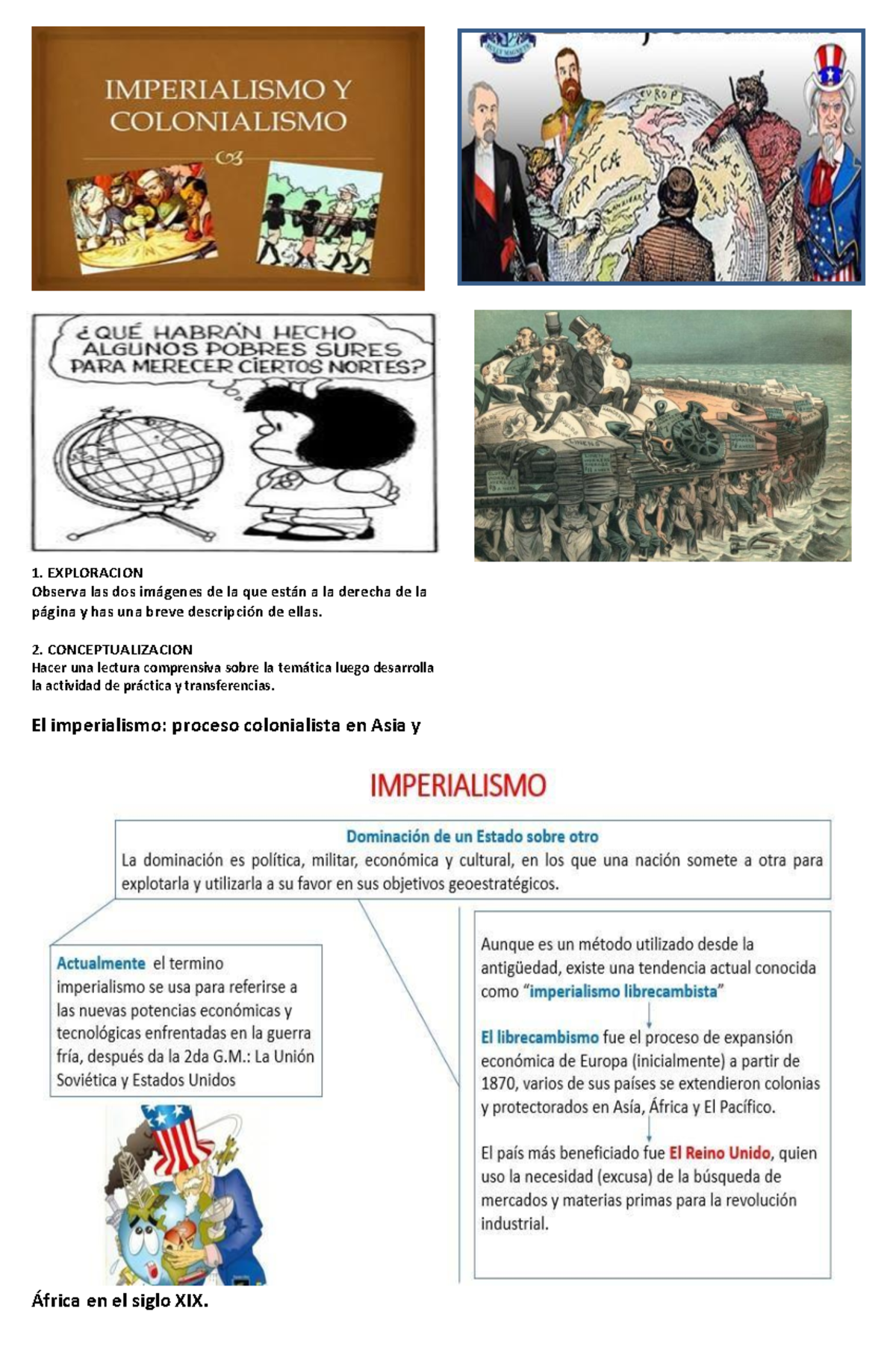 Imperialismo Y Colonialismo - 1. EXPLORACION Observa las dos imágenes ...