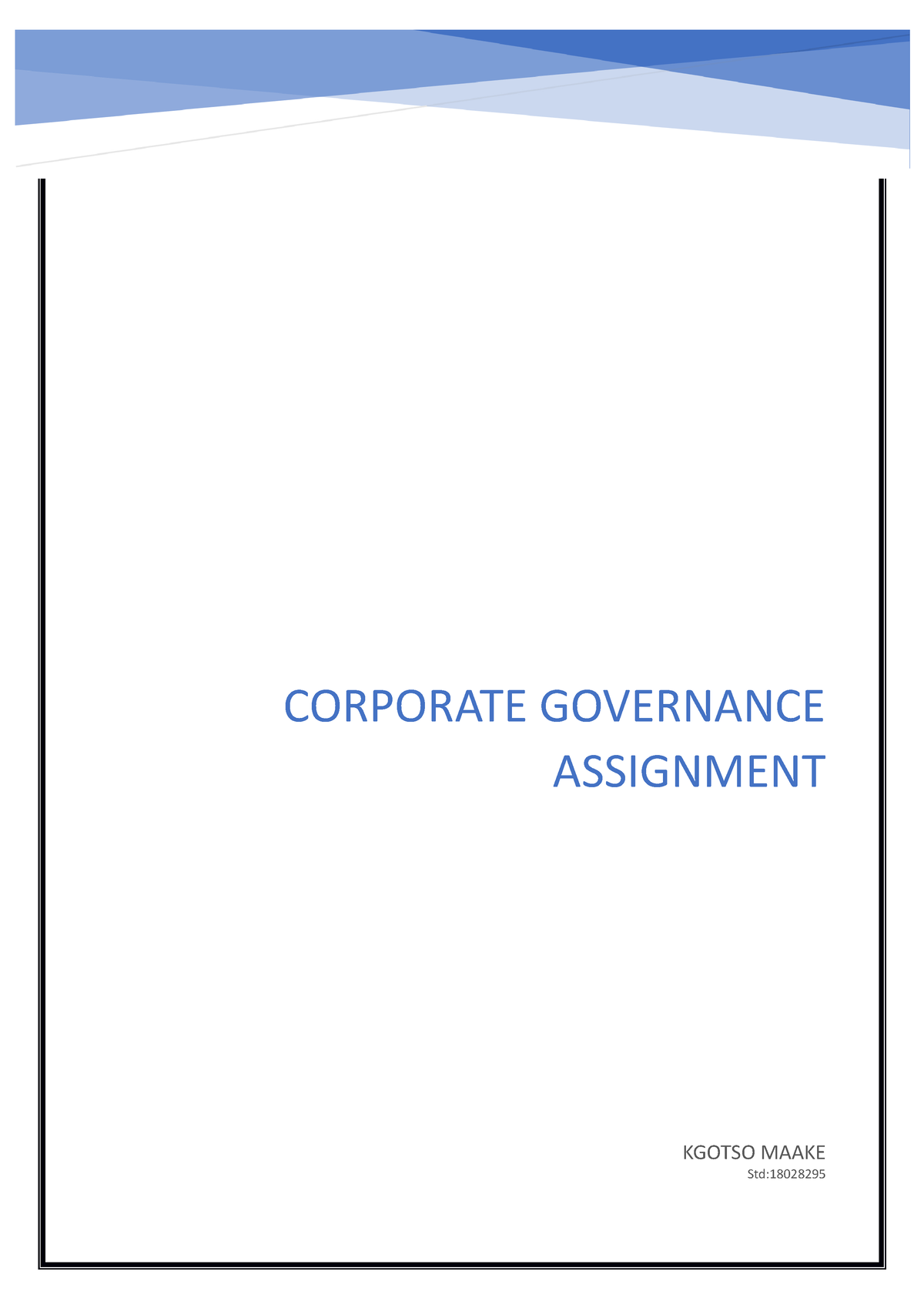 corporate governance assignment