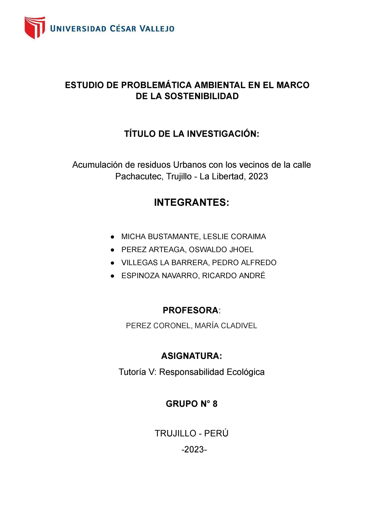 Informe - Grupo 8 . Tutoría V.docx - ESTUDIO DE PROBLEMÁTICA AMBIENTAL ...