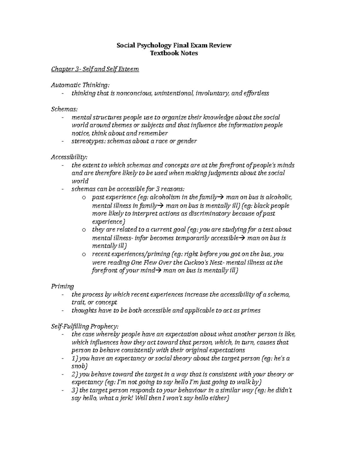 Social Psychology 2c03 Final Exam Review - Social Psychology Final Exam ...