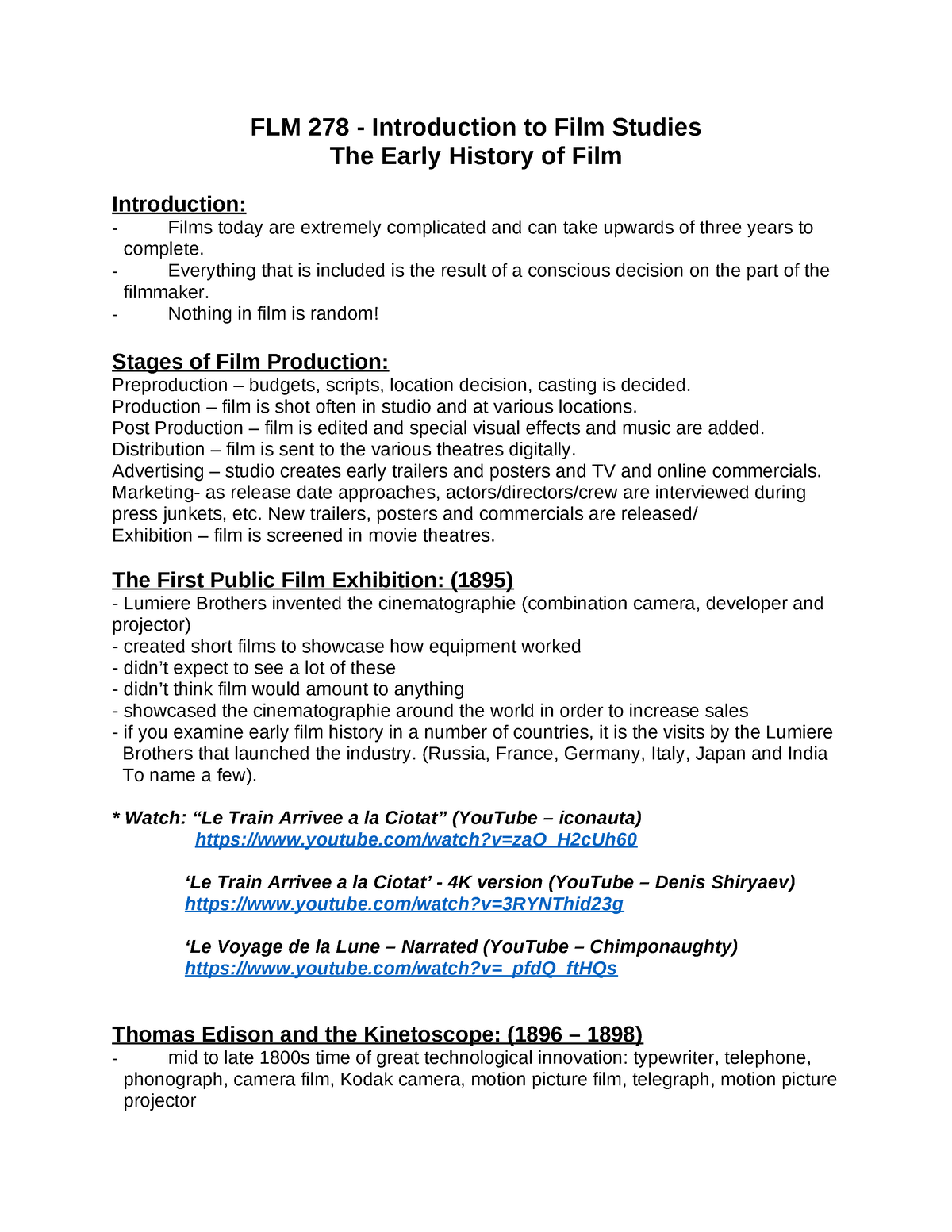 history of film research paper