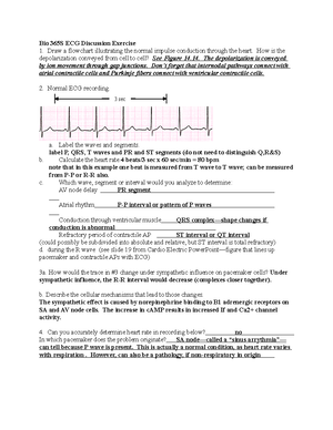 ECG Ex Key - BIO 365S - Bio 365S ECG Discussion Exercise 1. Draw a 