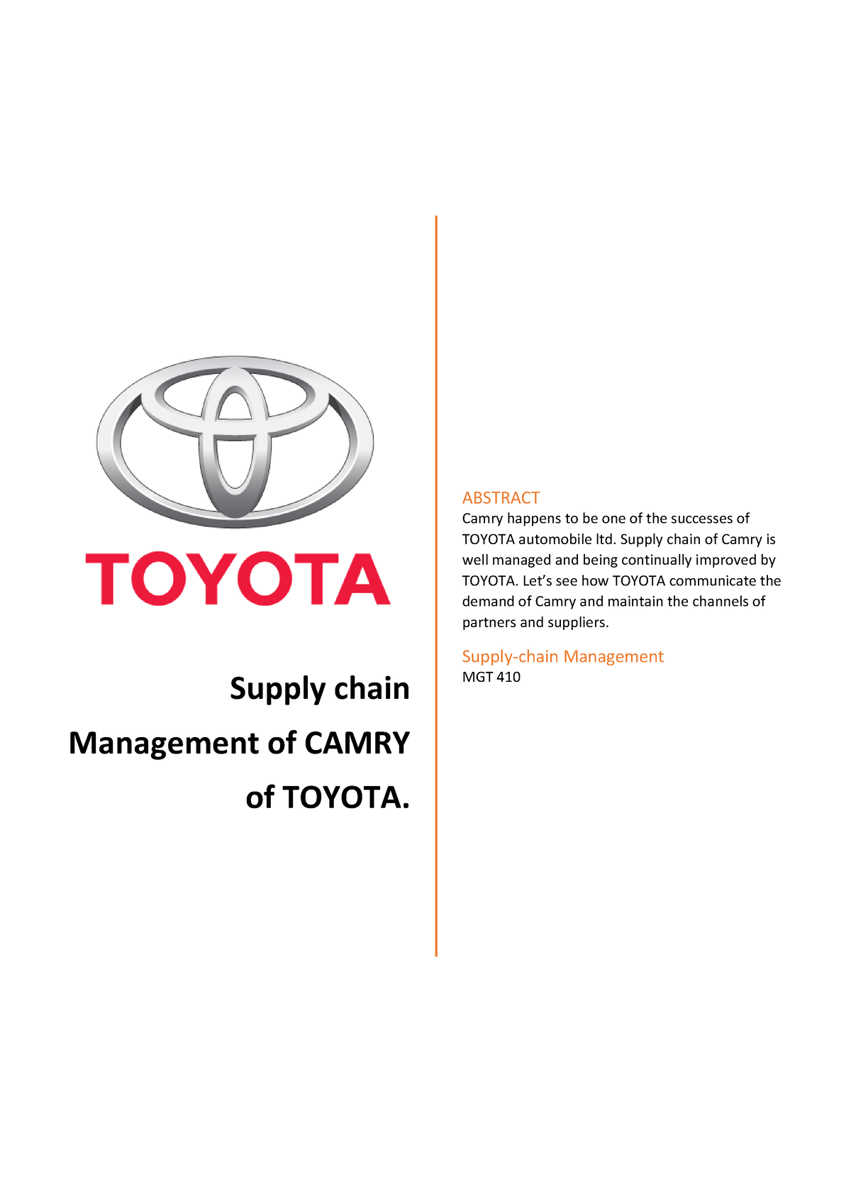 toyota scm case study