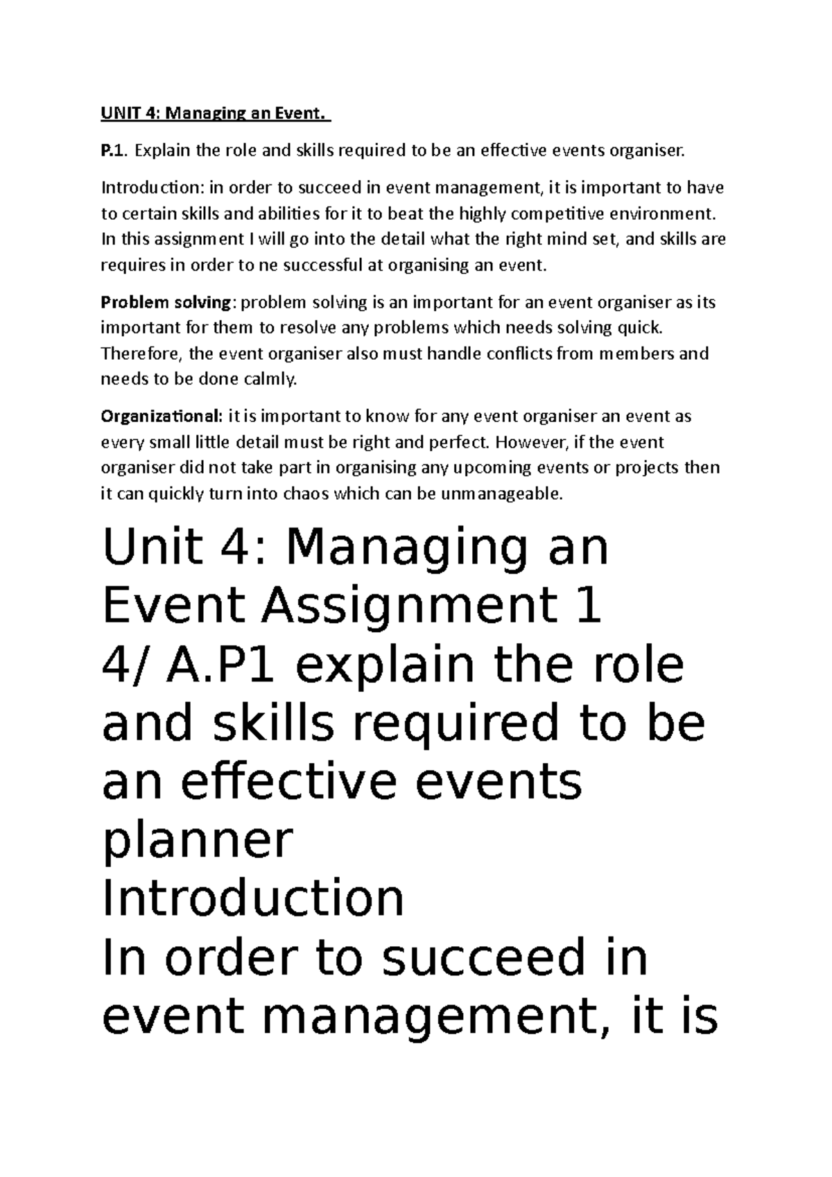 unit 4 managing an event assignment 2 p4