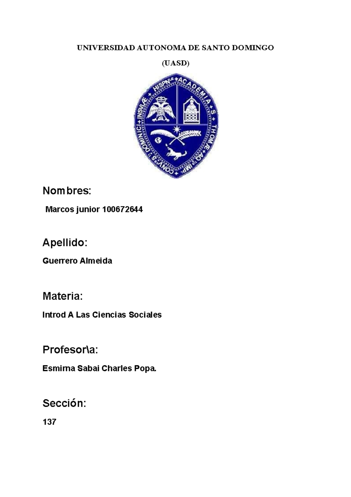 1 socialles - usela bien - UNIVERSIDAD AUTONOMA DE SANTO DOMINGO (UASD ...