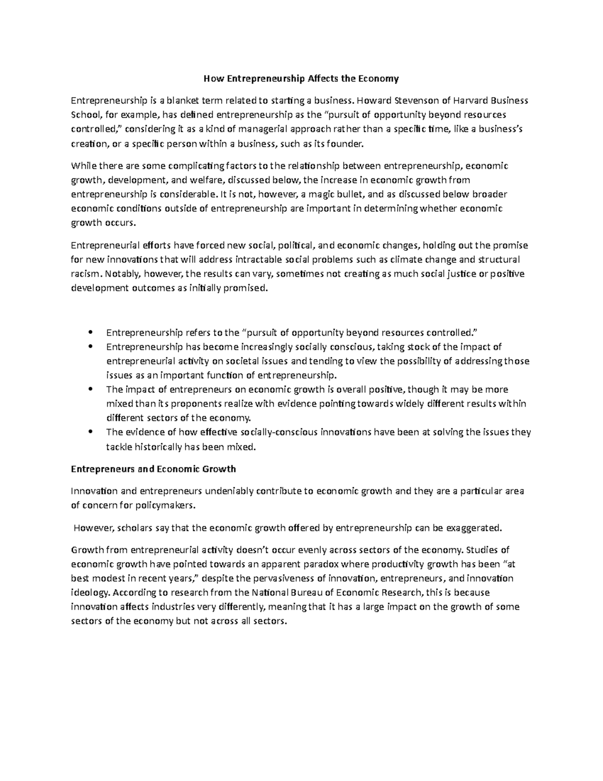 How Entrepreneurship Affects the Economy - How Entrepreneurship Affects