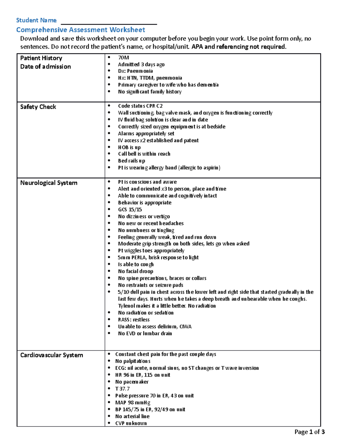 Comp assignment - asdf - Student Name Comprehensive Assessment ...