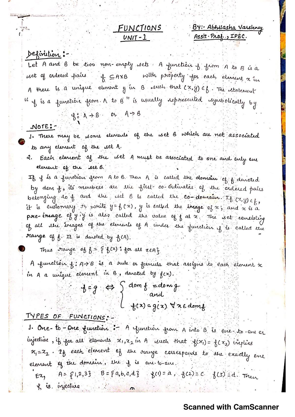 Unit-1(Functions) DSTL 2019 1217212230 - Discrete Structures - Studocu