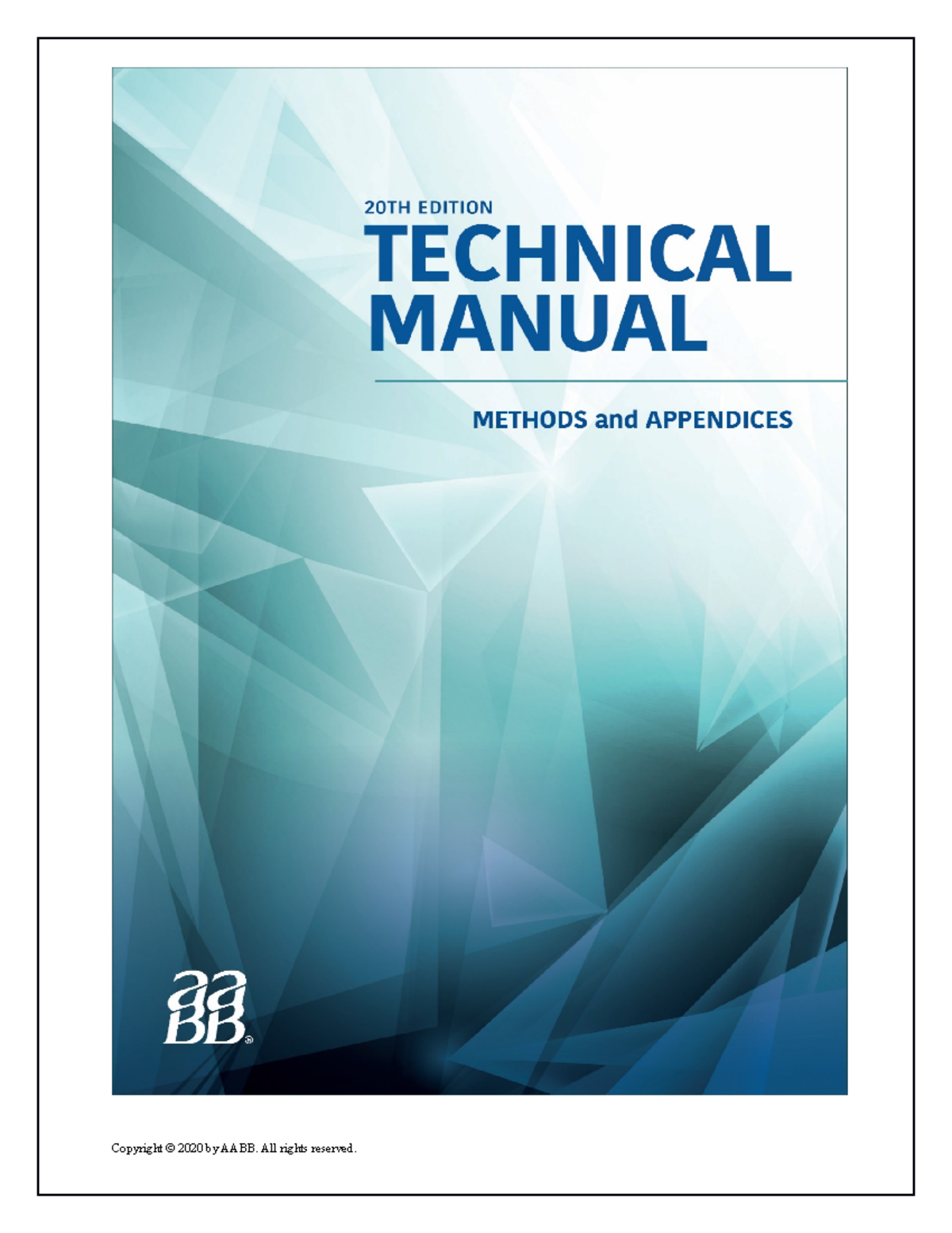 Technical Manual 20th Edition Methods And Appendices - GENERAL ...