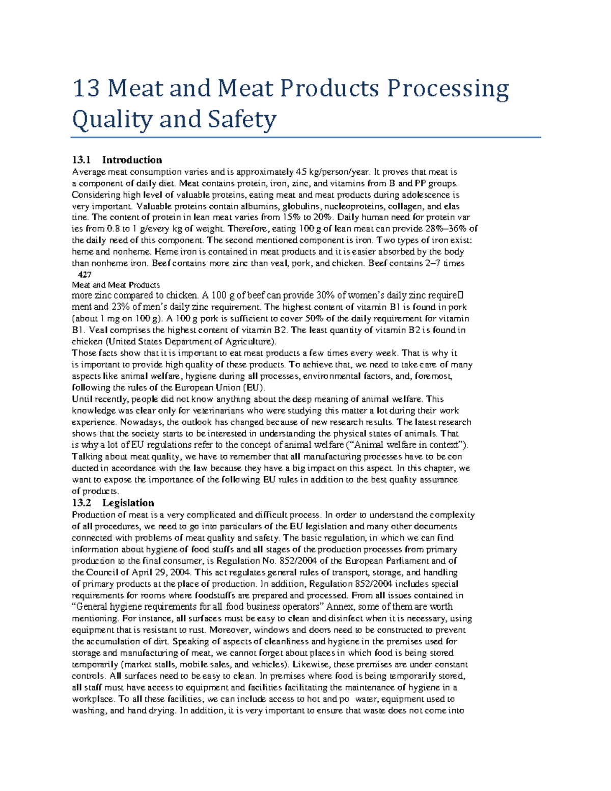 13 Meat and Meat Products Processing Quality and Safety It proves