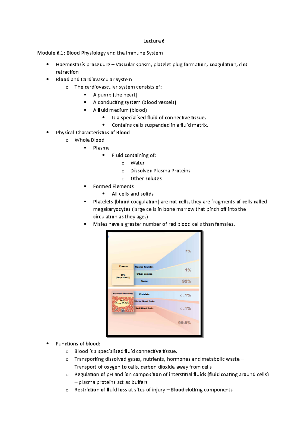 Blood and Immunity - Lecture 6 Module 6: Blood Physiology and the ...