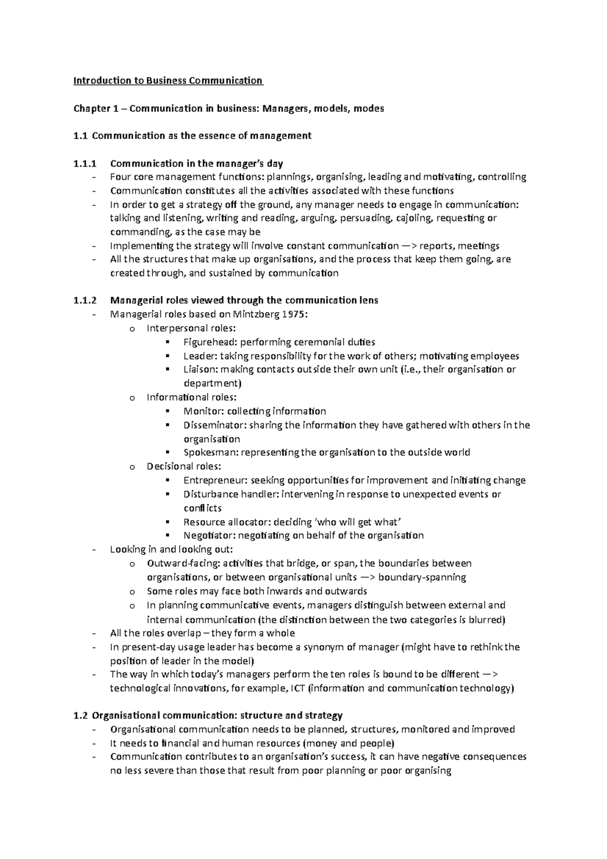 IBC - Chapter 1 - Introduction To Business Communication Chapter 1 ...