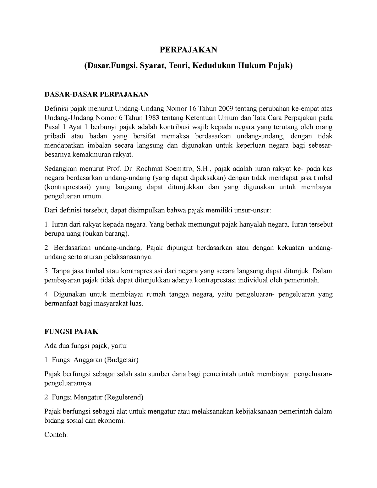 Dasar,Fungsi, Syarat, Teori, Kedudukan Hukum Pajak - PERPAJAKAN (Dasar ...