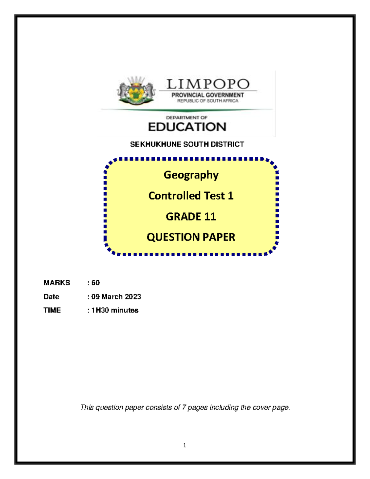 Grade 11 term 1 test 2023 correct - SEKHUKHUNE SOUTH DISTRICT MARKS ...