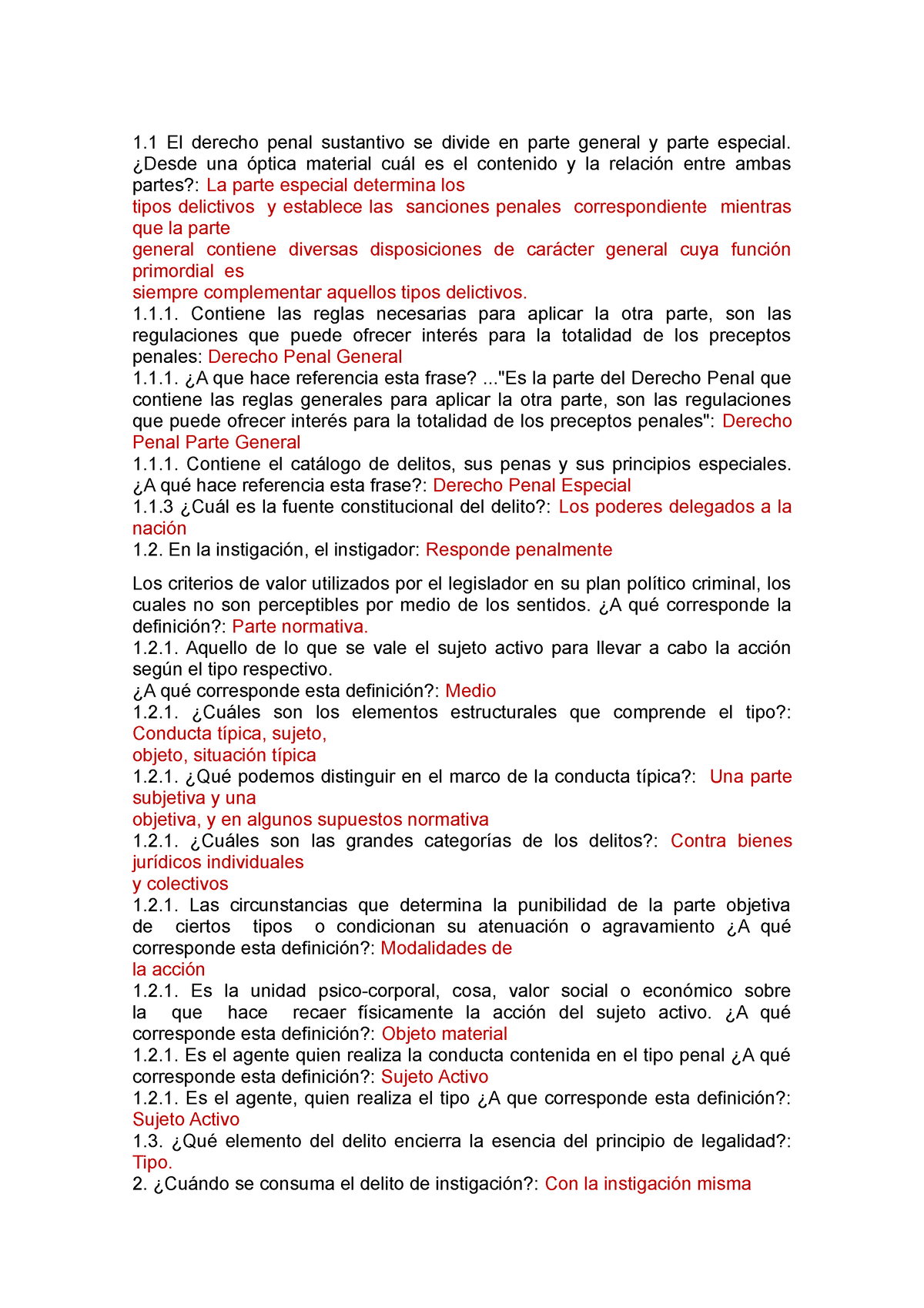 Parcial I - 1 El Derecho Penal Sustantivo Se Divide En Parte General Y ...