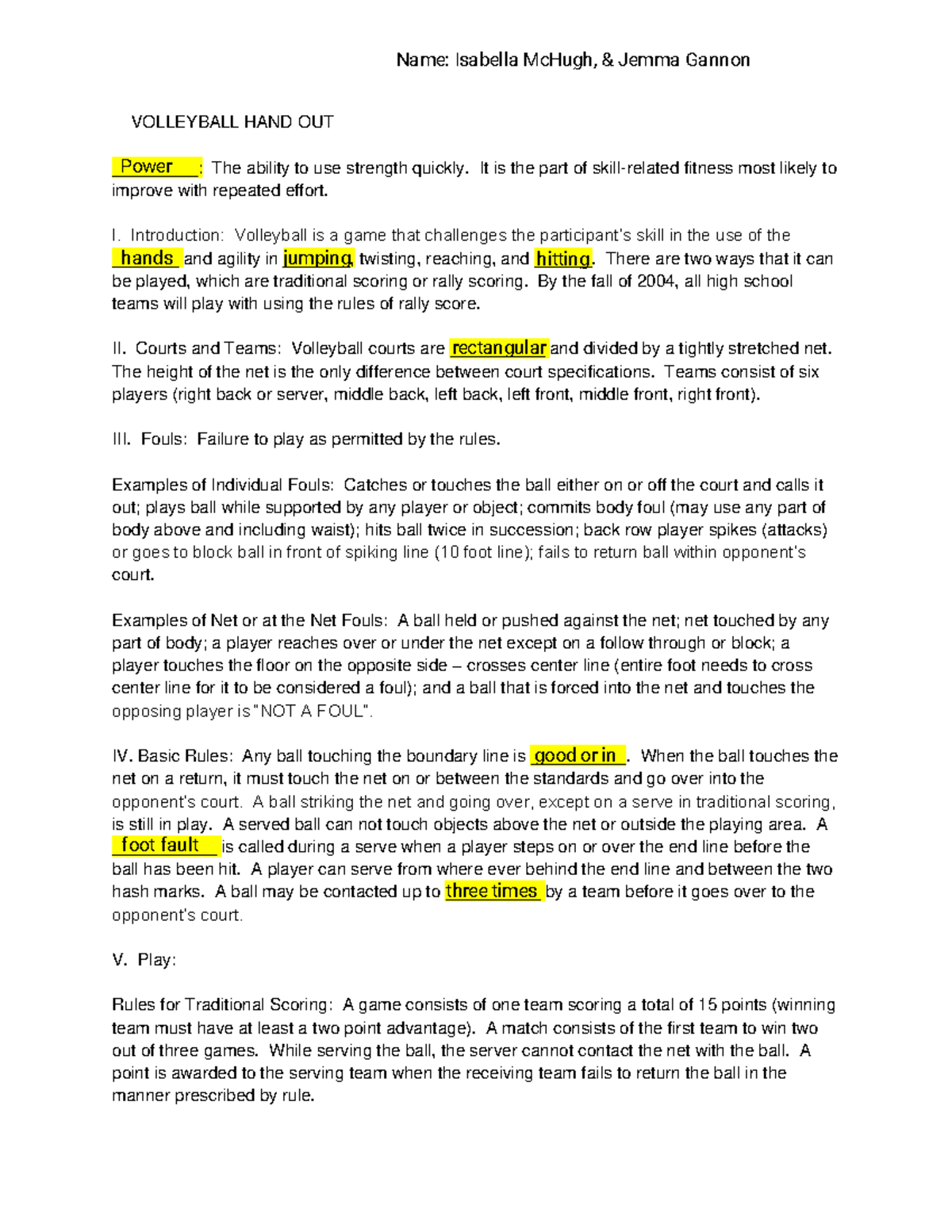 Kami Export - Isabella Mchugh - Volleyball Worksheet - VOLLEYBALL HAND ...